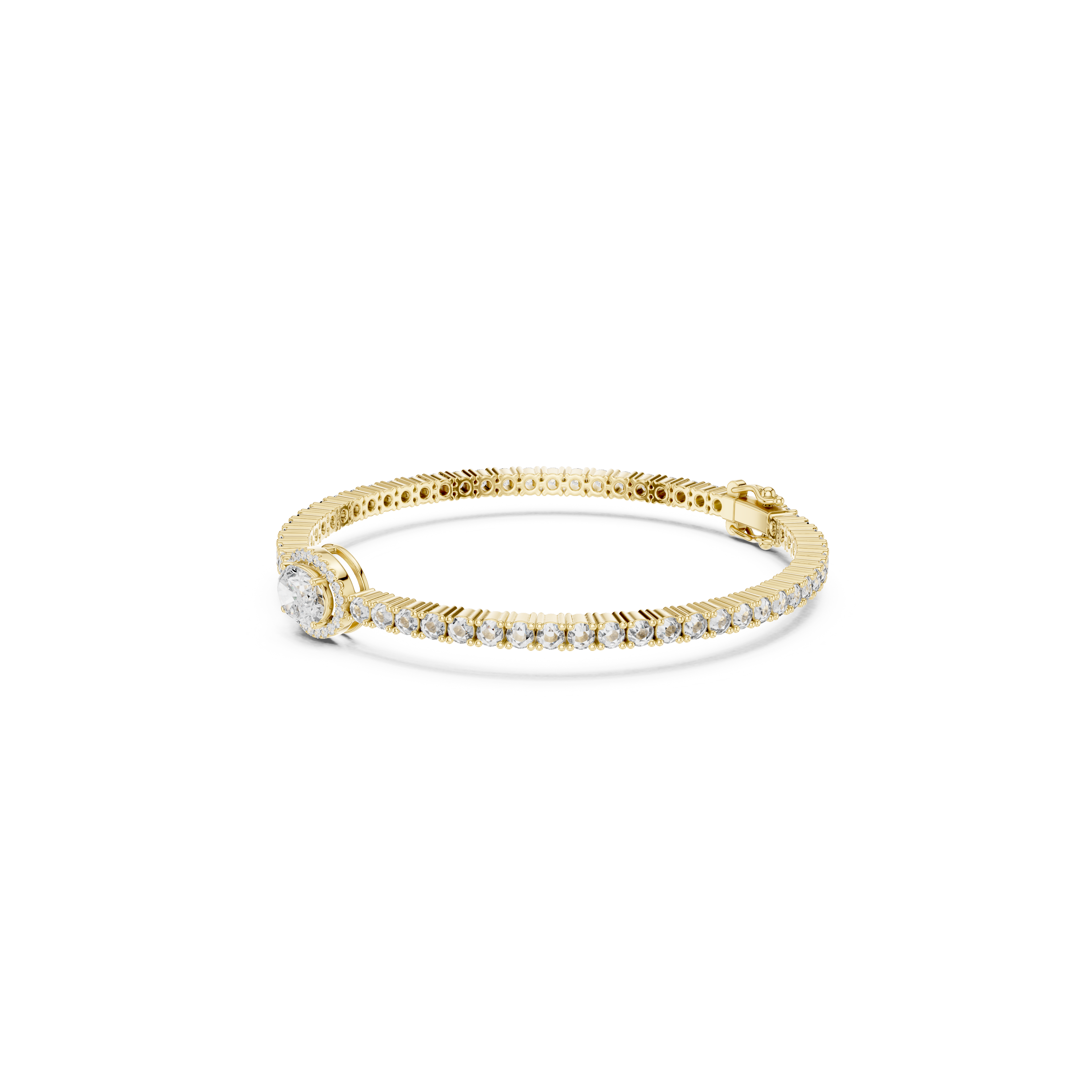 Gold 4Ct Oval Solitaire Cordel Lab Grown Diamond Bracelet