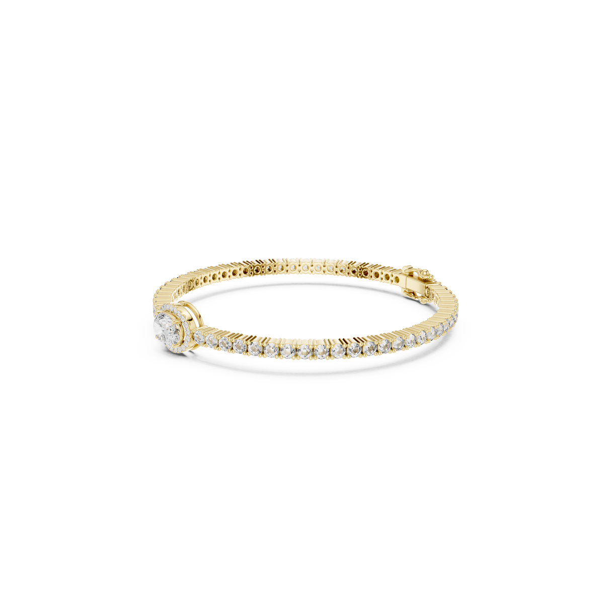 Gold 4Ct Oval Solitaire Cordel Lab Grown Diamond Bracelet
