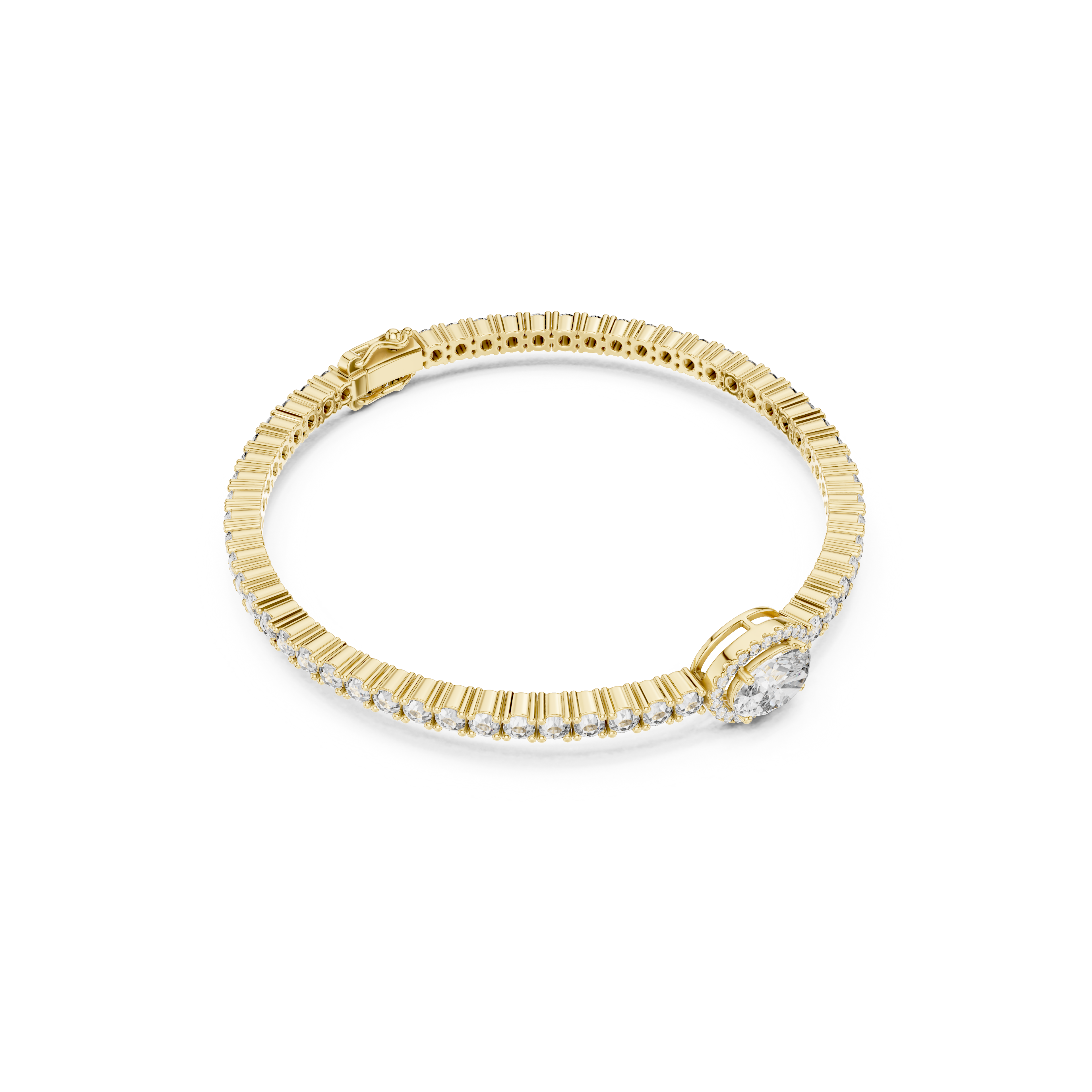 Gold 4Ct Oval Solitaire Cordel Lab Grown Diamond Bracelet