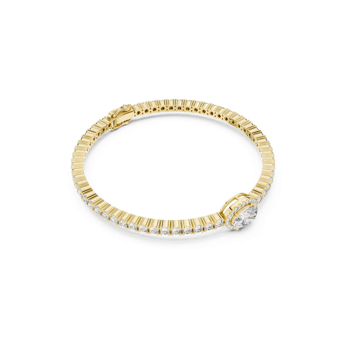 Gold 4Ct Oval Solitaire Cordel Lab Grown Diamond Bracelet