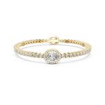 Gold 4Ct Oval Solitaire Cordel Lab Grown Diamond Bracelet