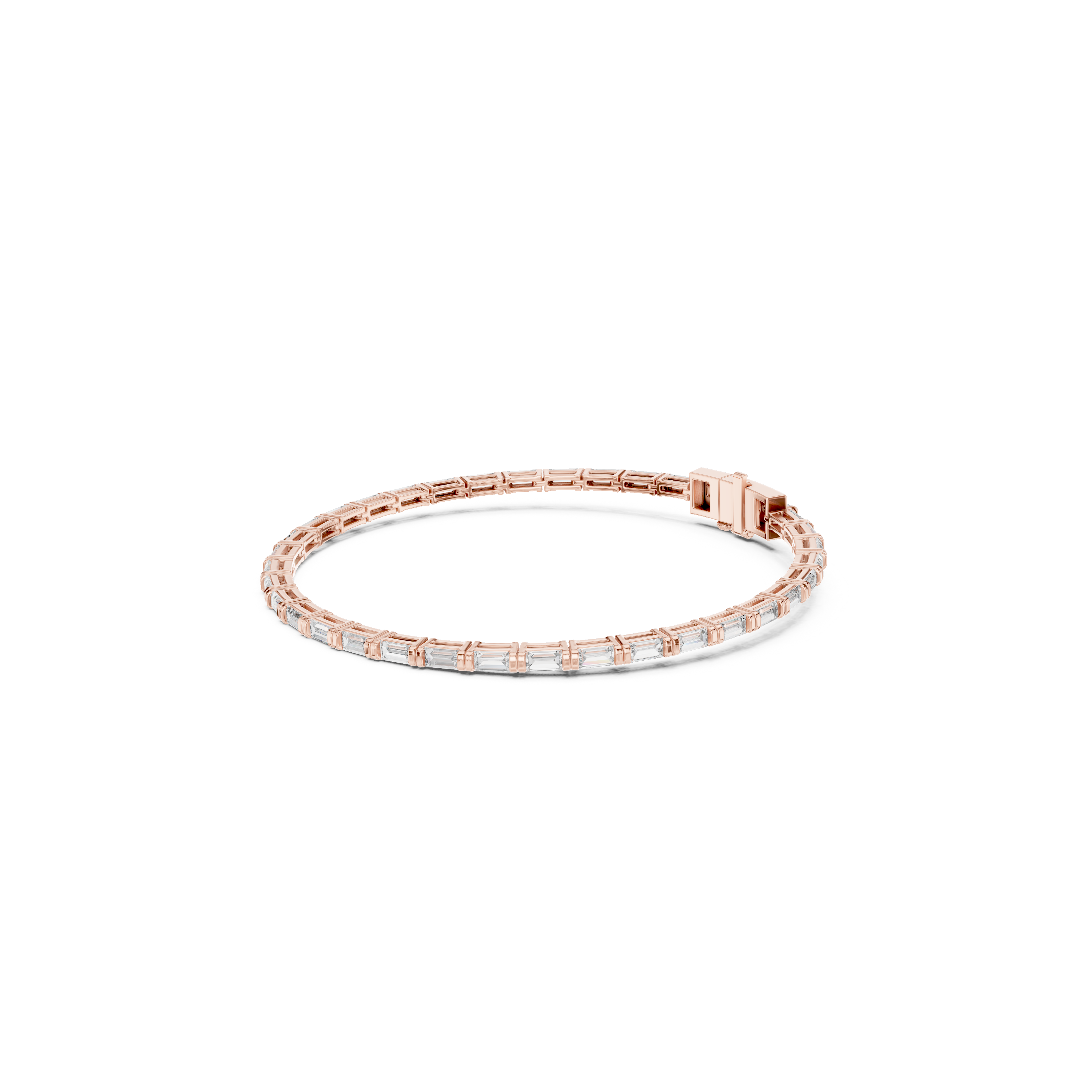 Gold 3 7Ct Baguette Line Lab Grown Diamond Leonor Bracelet