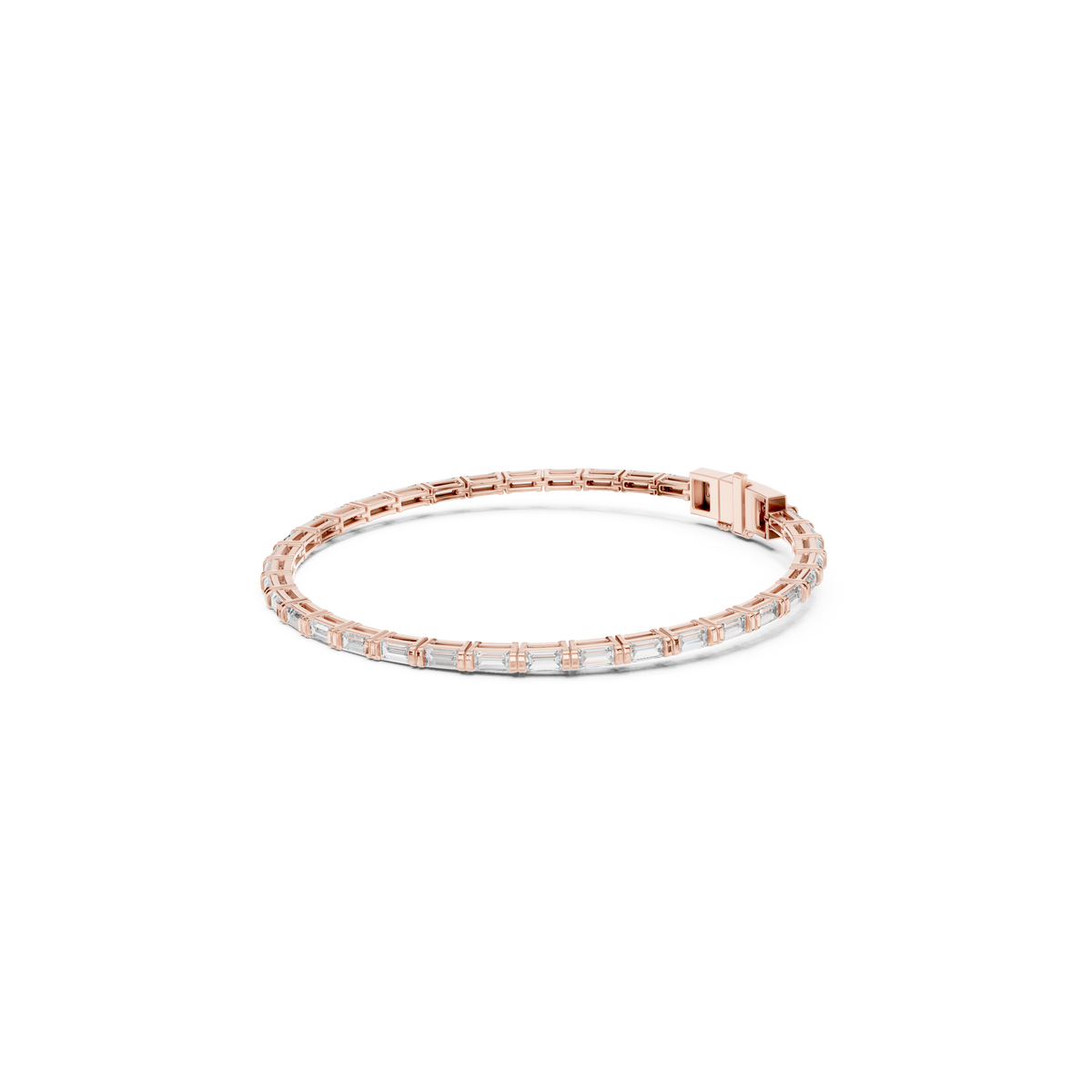 Gold 3 7Ct Baguette Line Lab Grown Diamond Leonor Bracelet