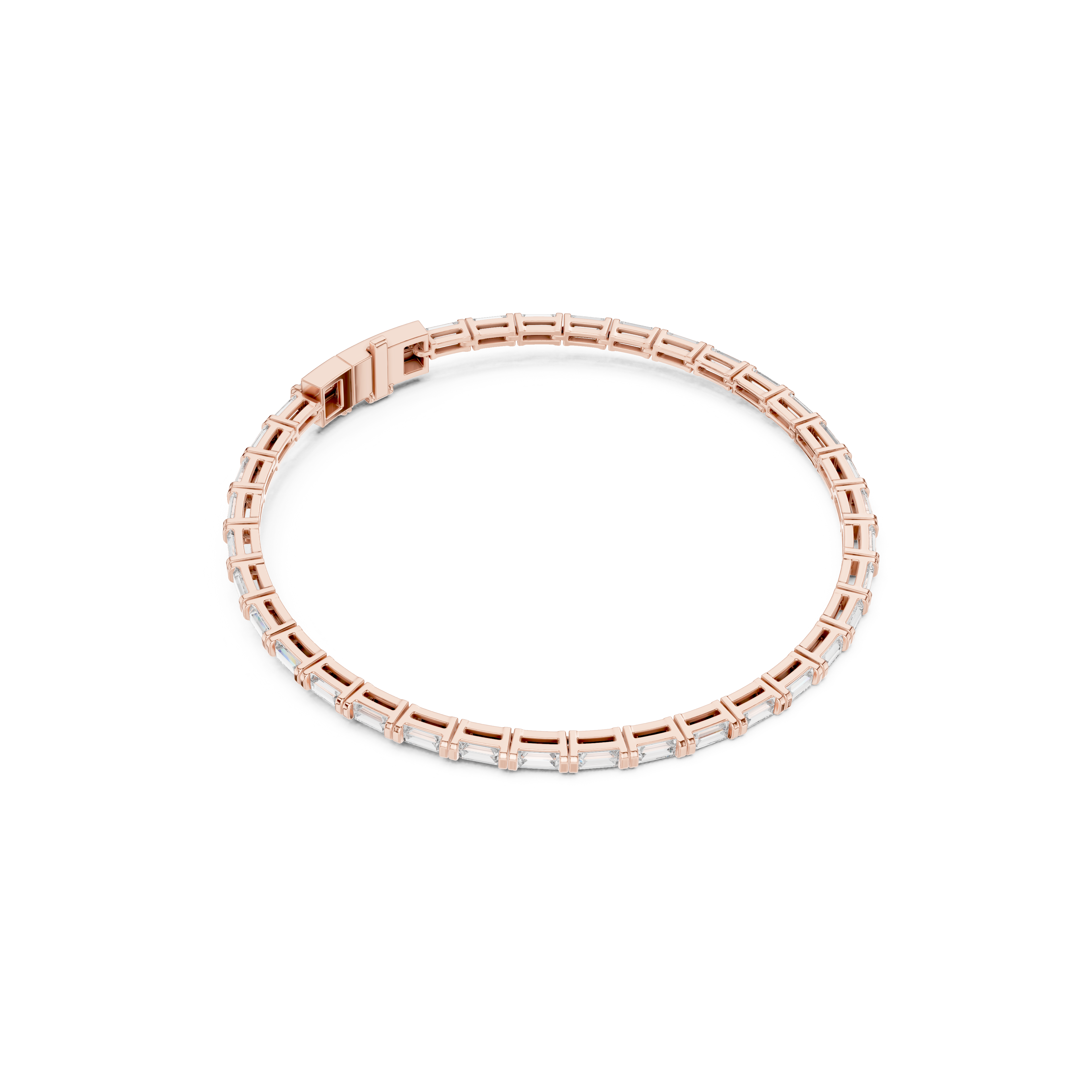Gold 3 7Ct Baguette Line Lab Grown Diamond Leonor Bracelet