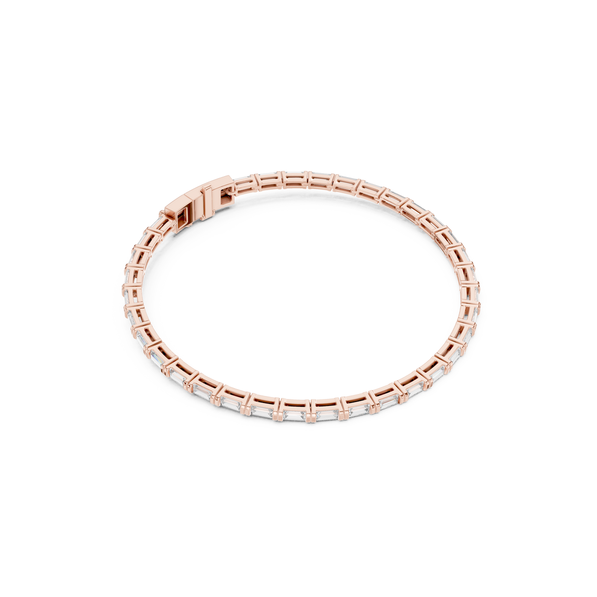 Gold 3 7Ct Baguette Line Lab Grown Diamond Leonor Bracelet