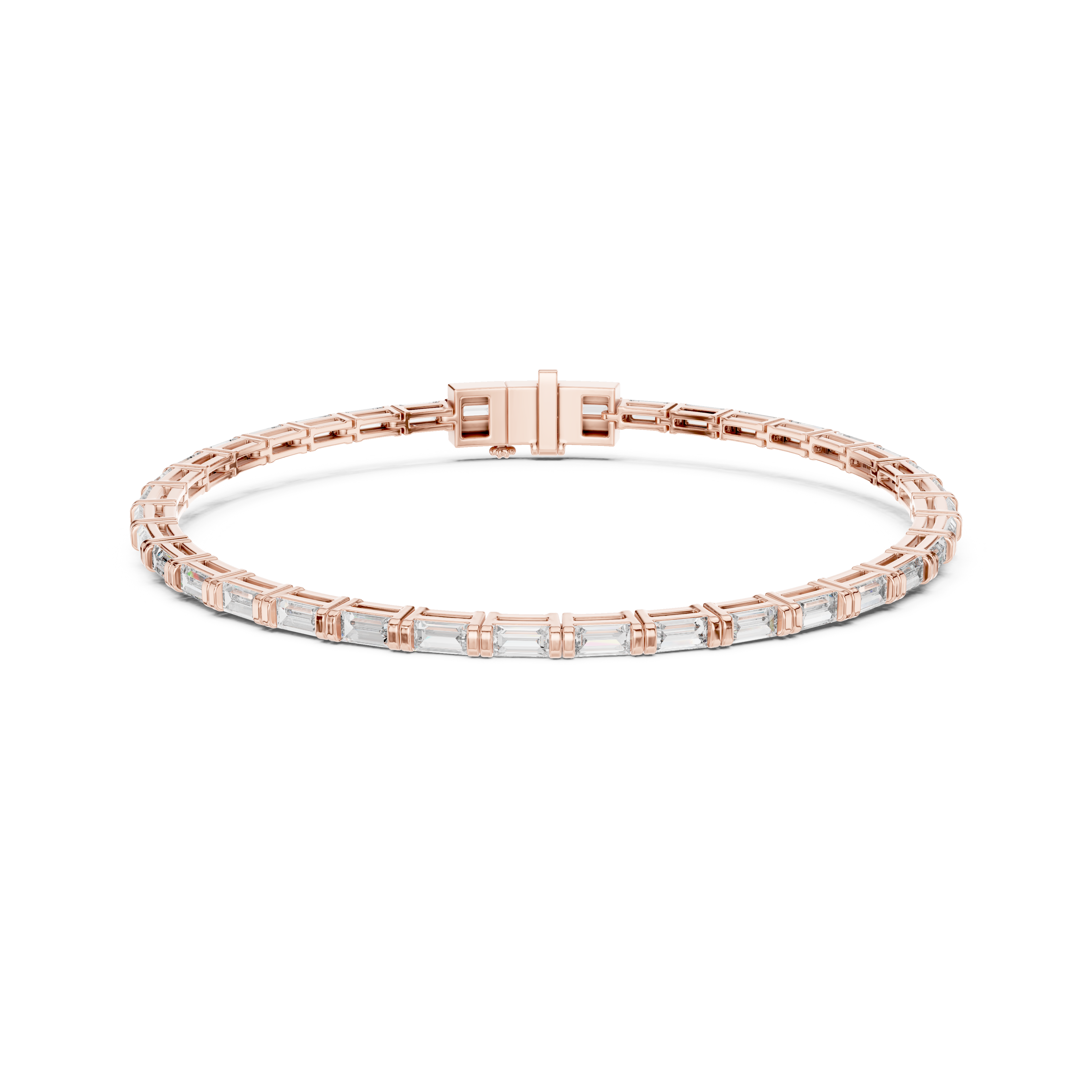Gold 3 7Ct Baguette Line Lab Grown Diamond Leonor Bracelet