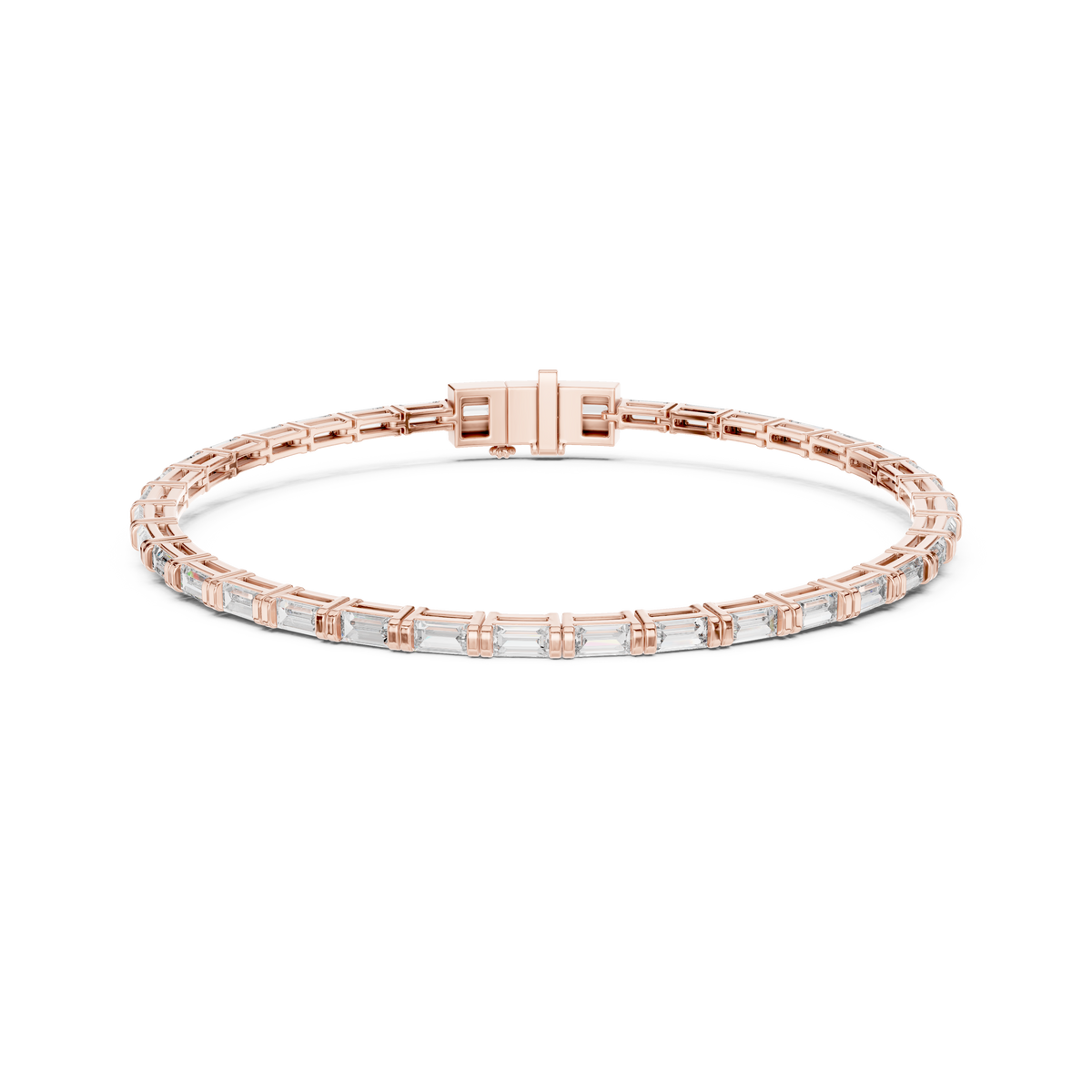 Gold 3 7Ct Baguette Line Lab Grown Diamond Leonor Bracelet