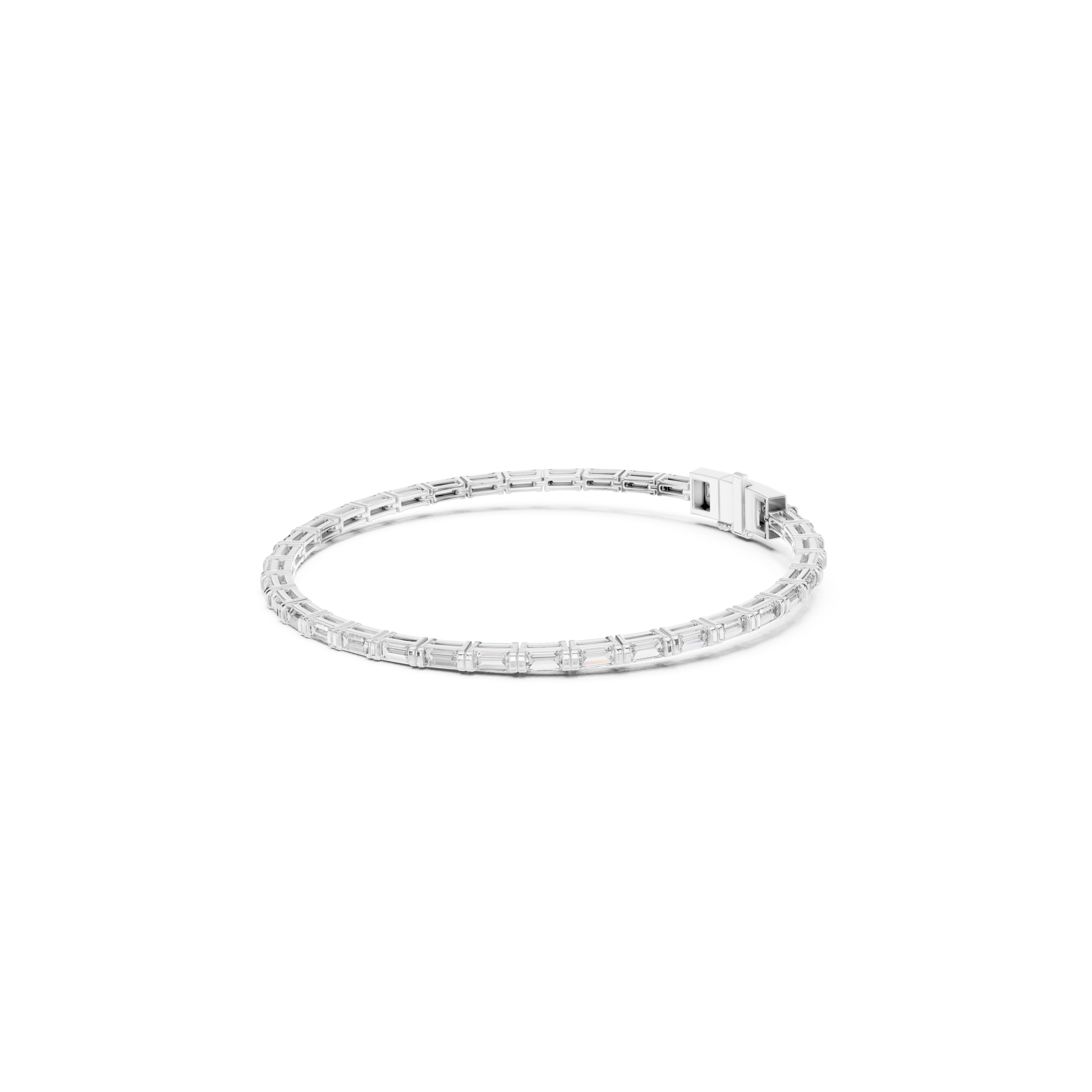 Gold 3 7Ct Baguette Line Lab Grown Diamond Leonor Bracelet
