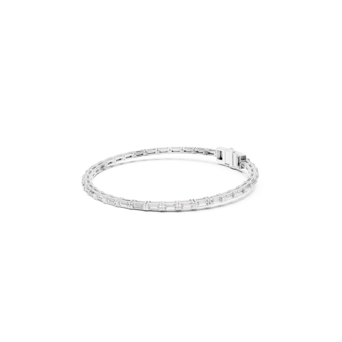 Gold 3 7Ct Baguette Line Lab Grown Diamond Leonor Bracelet