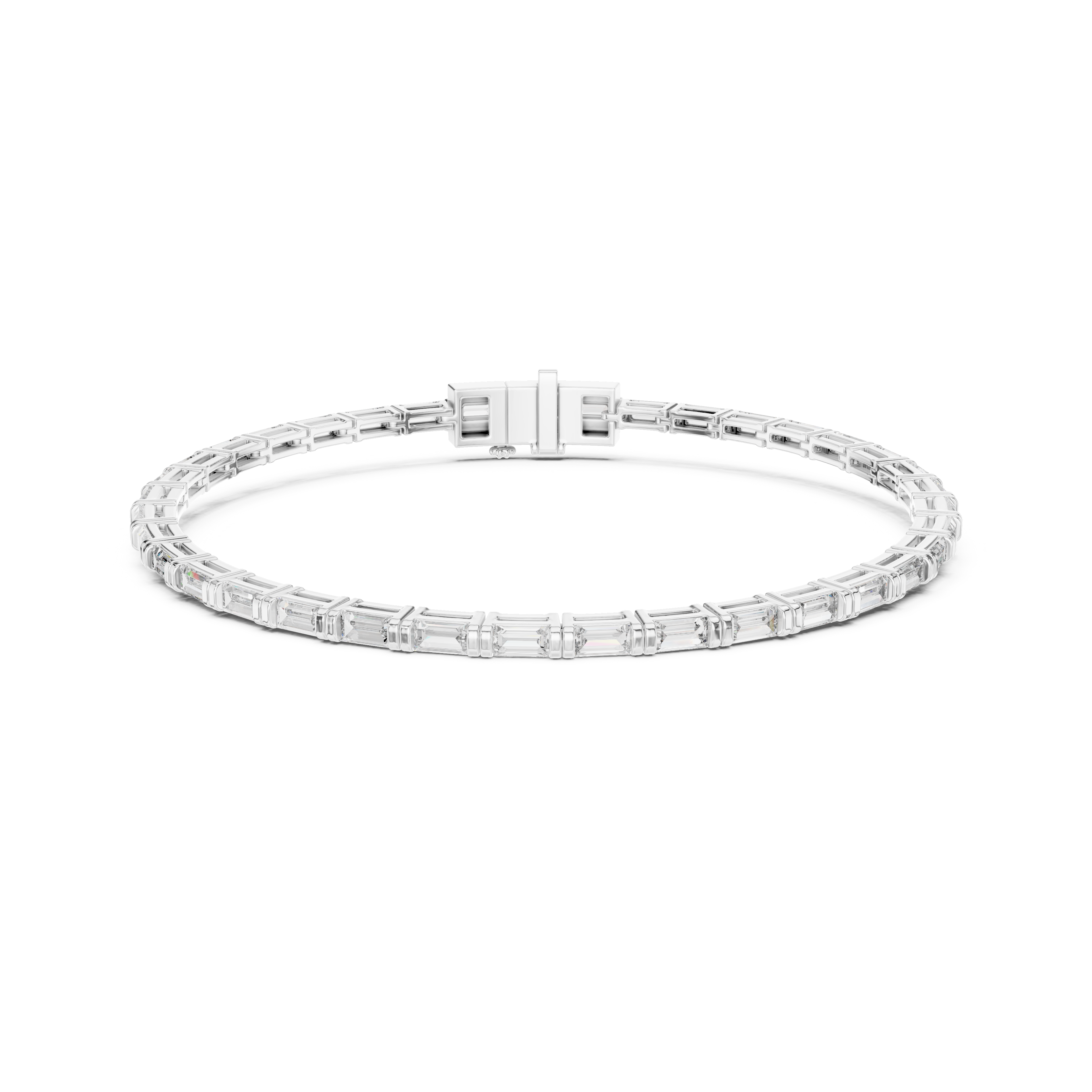 Gold 3 7Ct Baguette Line Lab Grown Diamond Leonor Bracelet