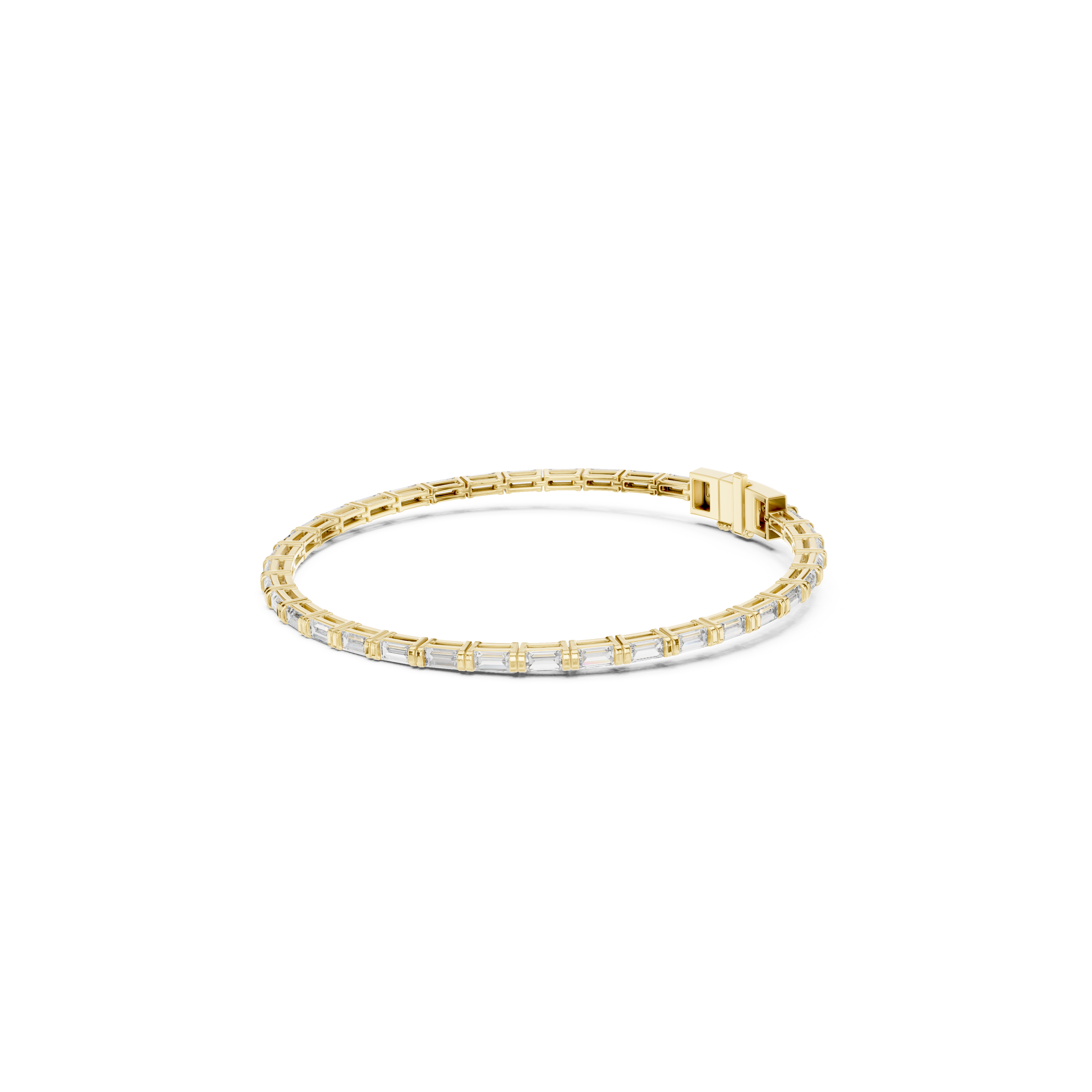 Gold 3 7Ct Baguette Line Lab Grown Diamond Leonor Bracelet