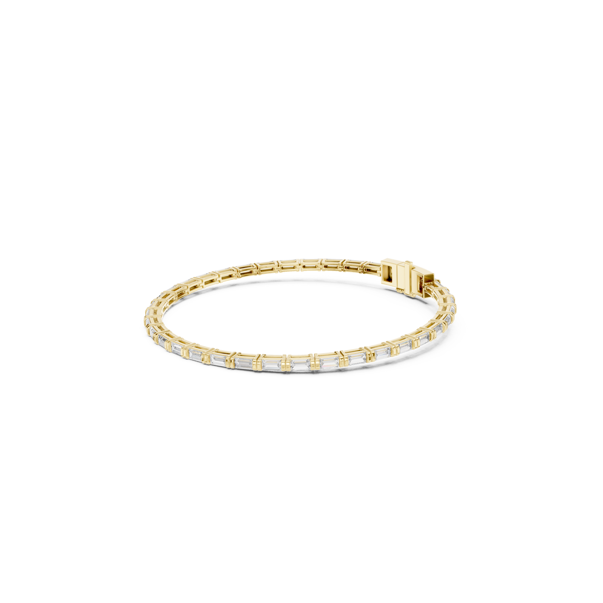 Gold 3 7Ct Baguette Line Lab Grown Diamond Leonor Bracelet