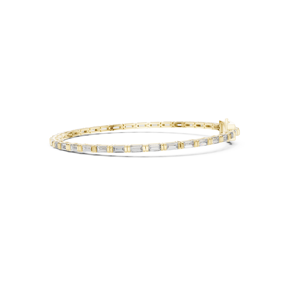 Gold 3 7Ct Baguette Line Lab Grown Diamond Leonor Bracelet