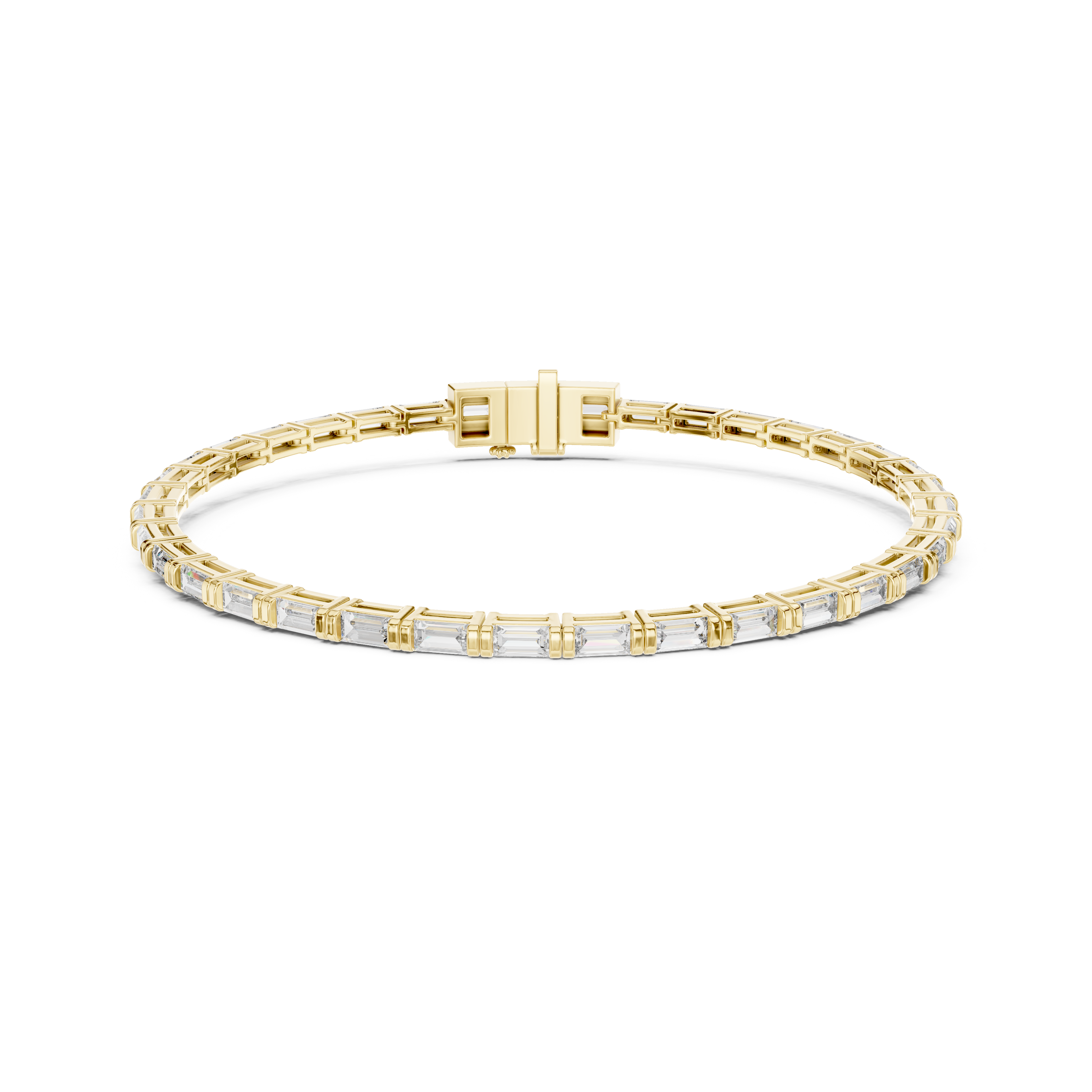 Gold 3 7Ct Baguette Line Lab Grown Diamond Leonor Bracelet