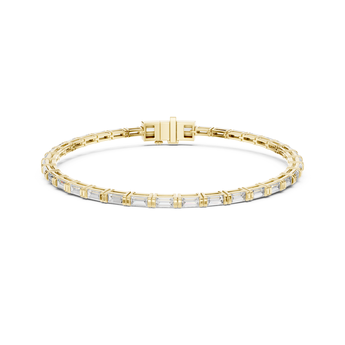 Gold 3 7Ct Baguette Line Lab Grown Diamond Leonor Bracelet
