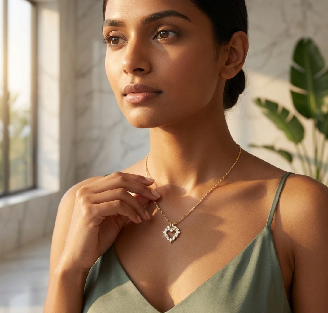 Gold Open Halo Pear Lab Grown Diamond Azeny Pendant