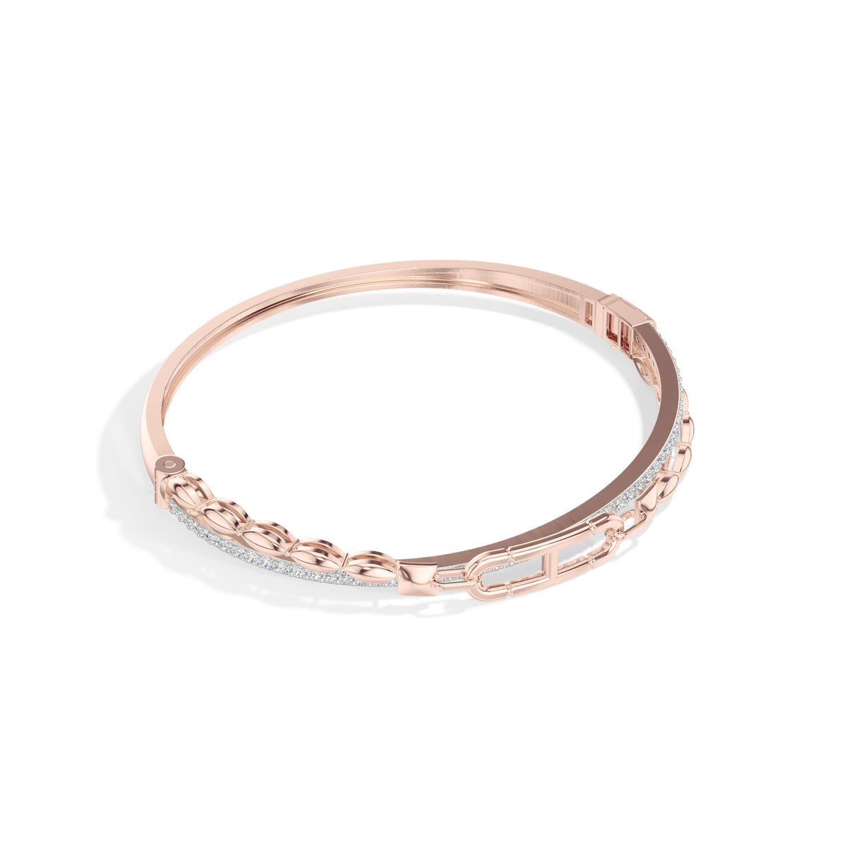 Rose Gold Pave Link Round Lab Grown Diamond Elvion Bracelet