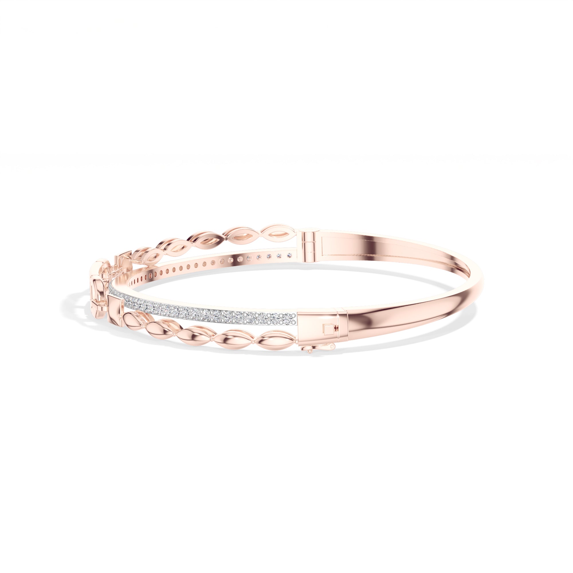 Rose Gold Pave Link Round Lab Grown Diamond Elvion Bracelet