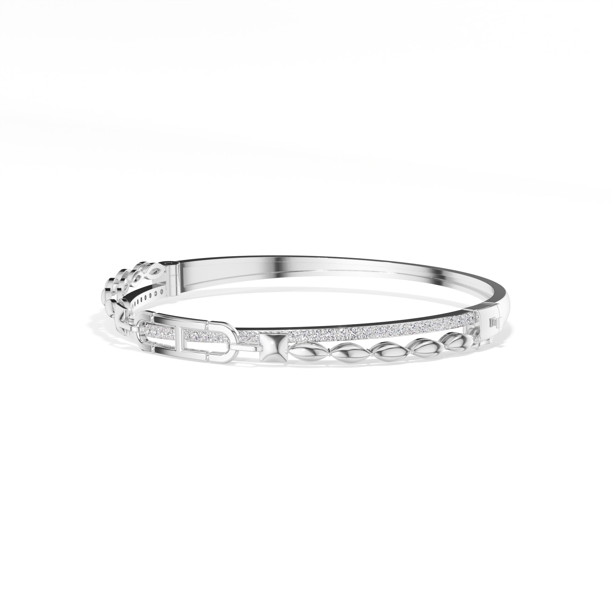 White Gold Pave Link Round Lab Grown Diamond Elvion Bracelet