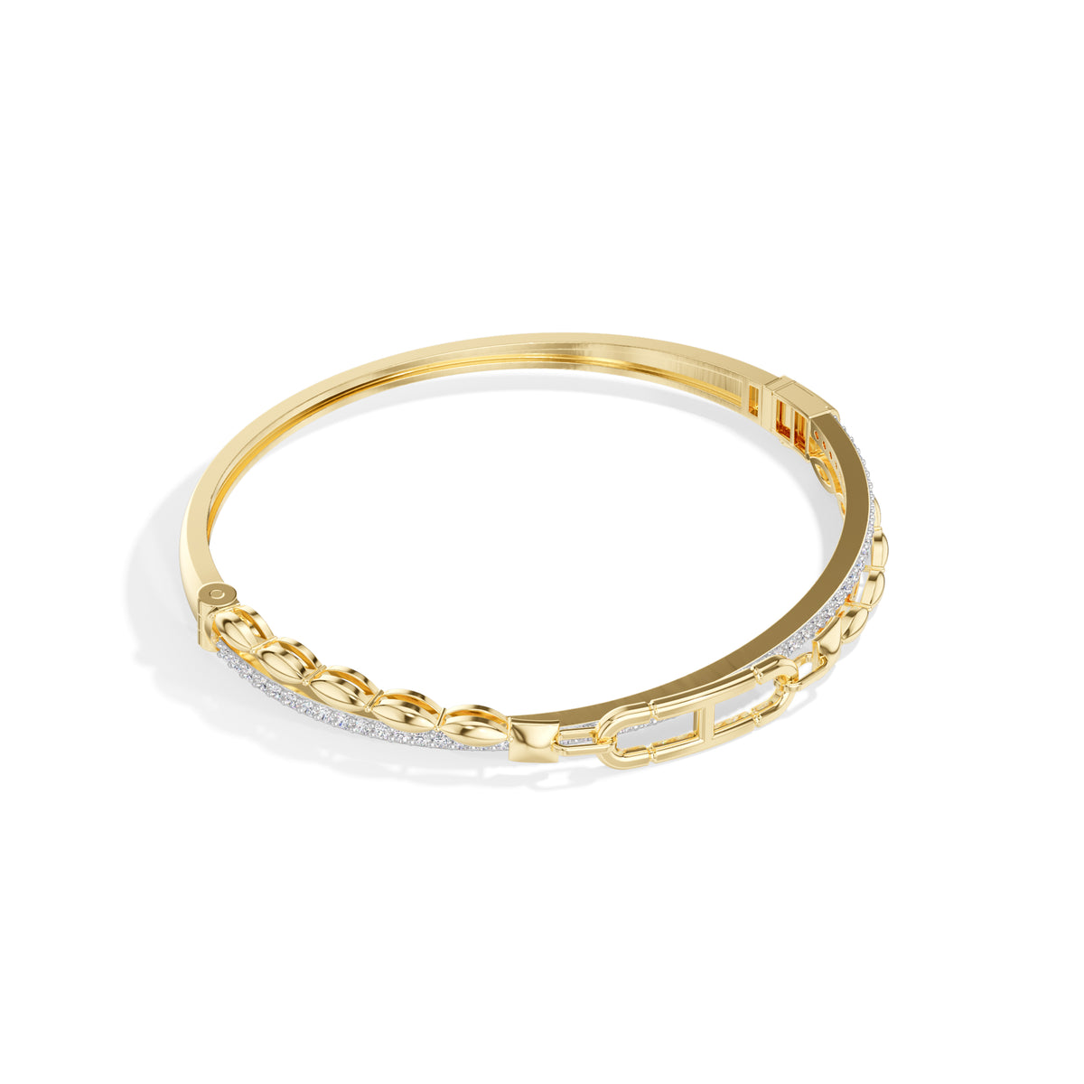 Yellow Gold Pave Link Round Lab Grown Diamond Elvion Bracelet