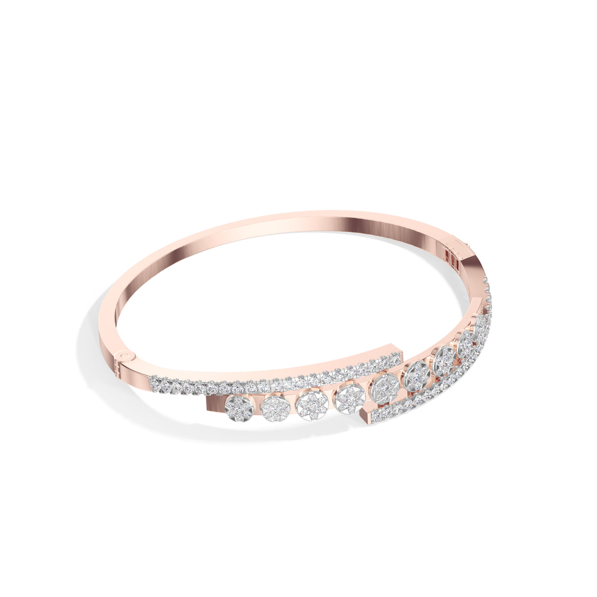 Rose Gold 1Ct Pave Modern Round Lab Grown Diamond Avirex Bracelet