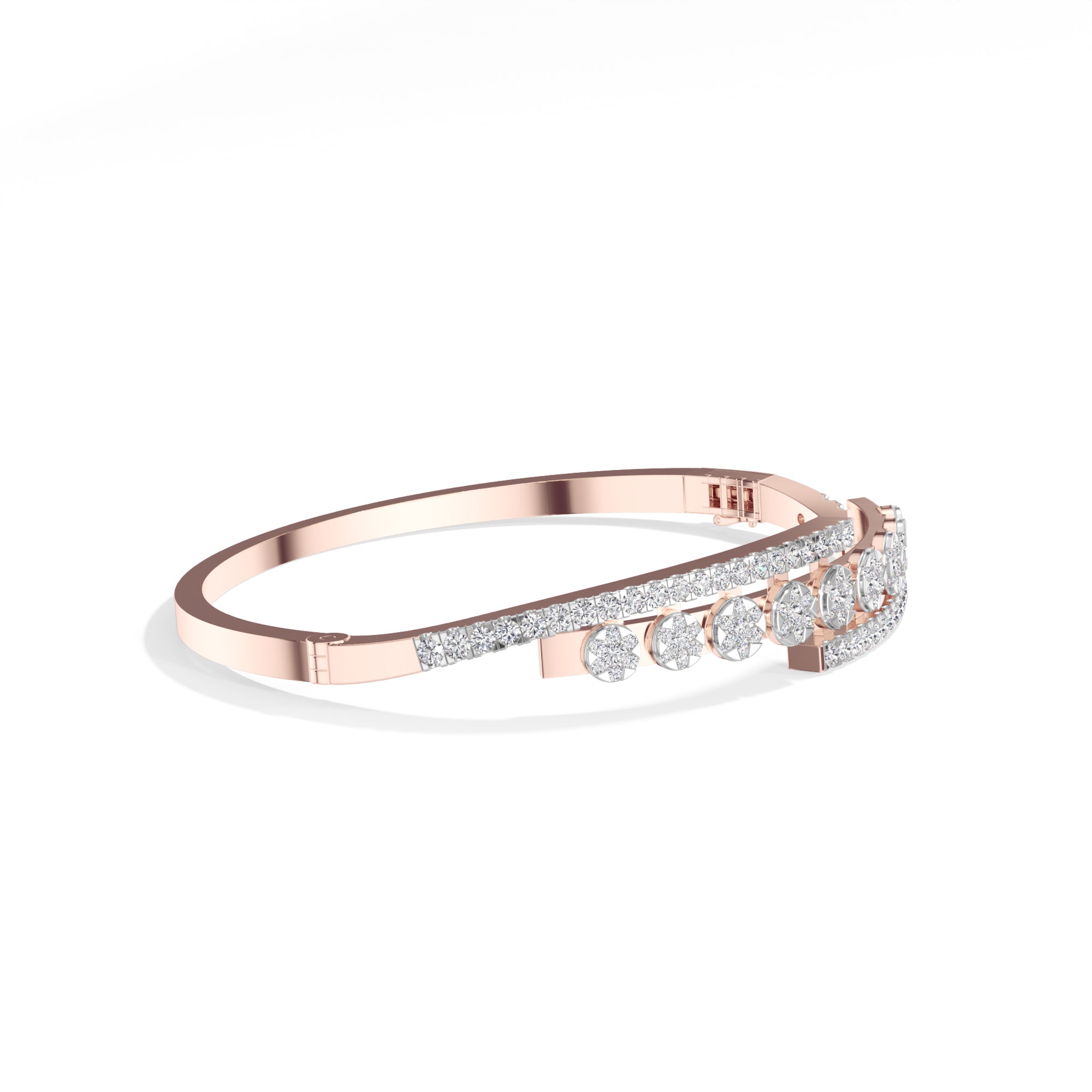 Rose Gold 1Ct Pave Modern Round Lab Grown Diamond Avirex Bracelet