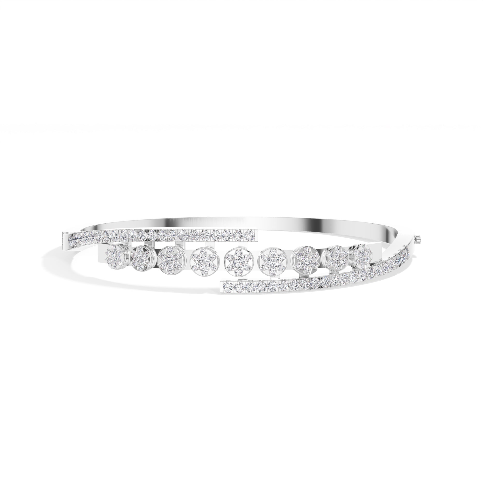 White Gold 1Ct Pave Modern Round Lab Grown Diamond Avirex Bracelet