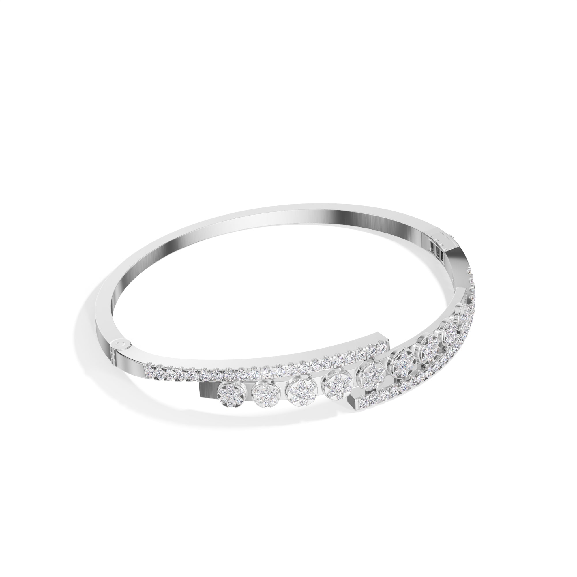 White Gold 1Ct Pave Modern Round Lab Grown Diamond Avirex Bracelet