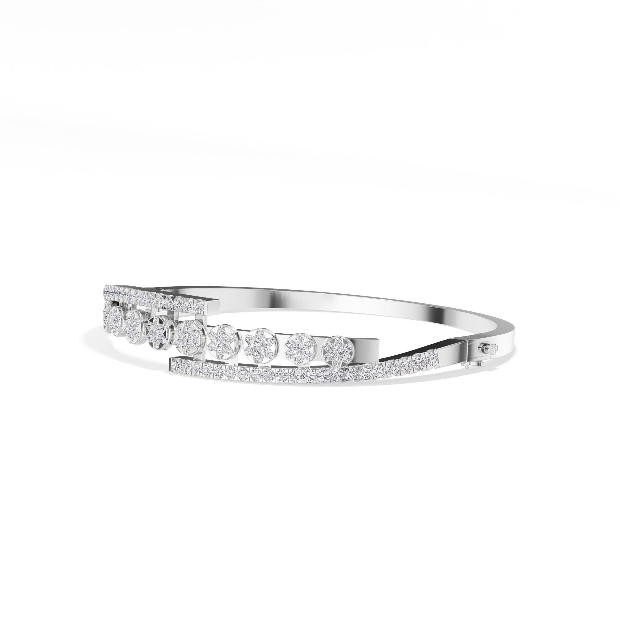 White Gold 1Ct Pave Modern Round Lab Grown Diamond Avirex Bracelet