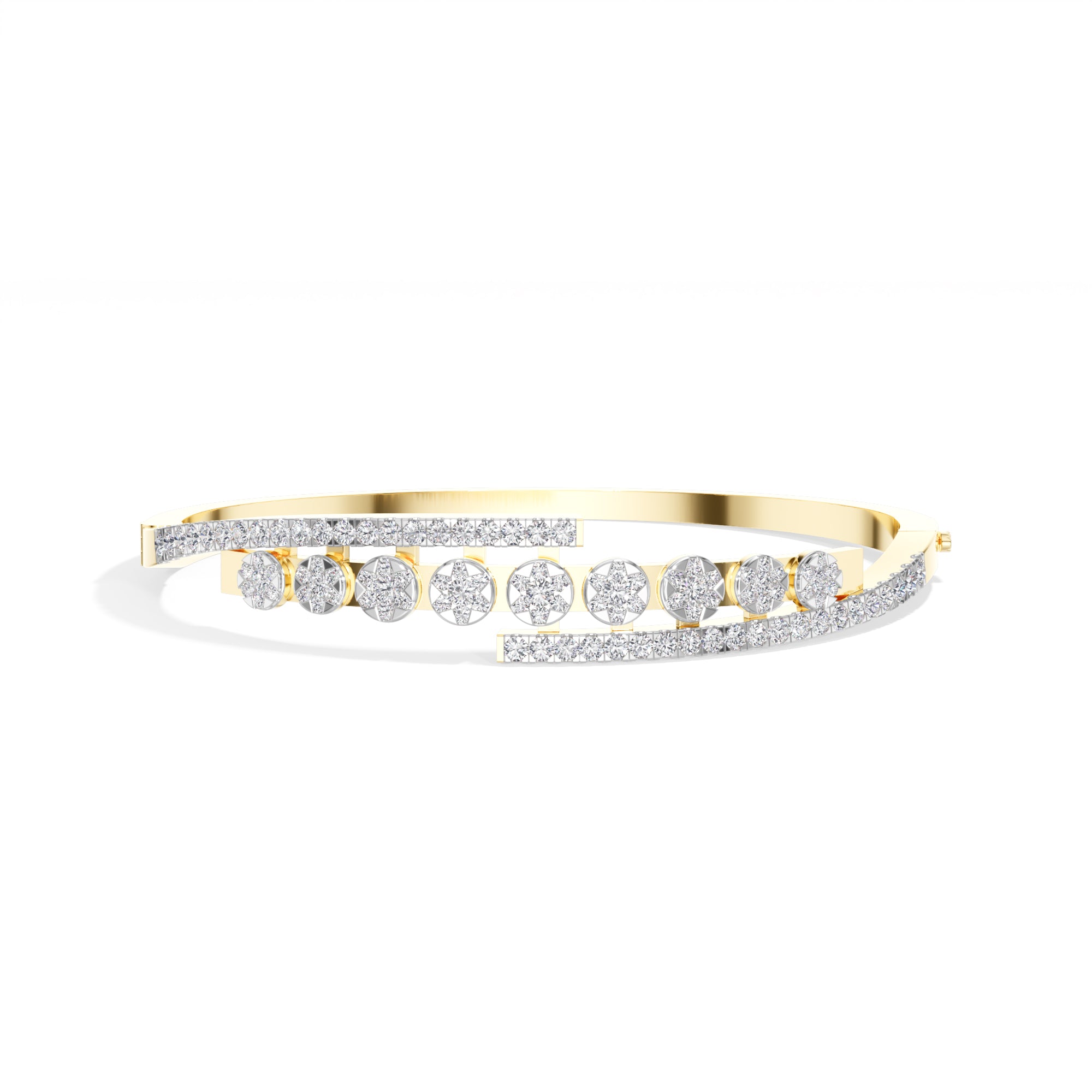 Yellow Gold 1Ct Pave Modern Round Lab Grown Diamond Avirex Bracelet