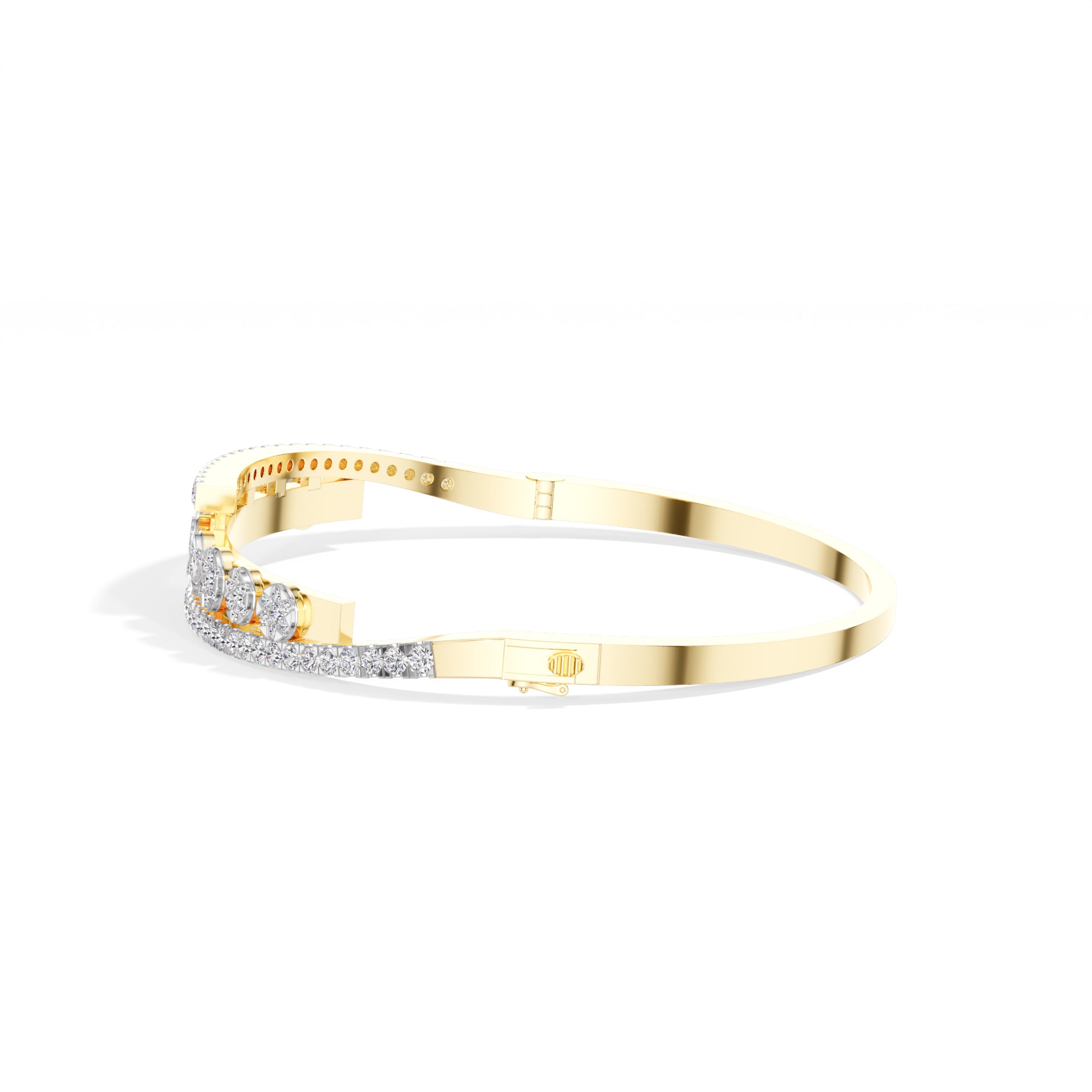 Yellow Gold 1Ct Pave Modern Round Lab Grown Diamond Avirex Bracelet