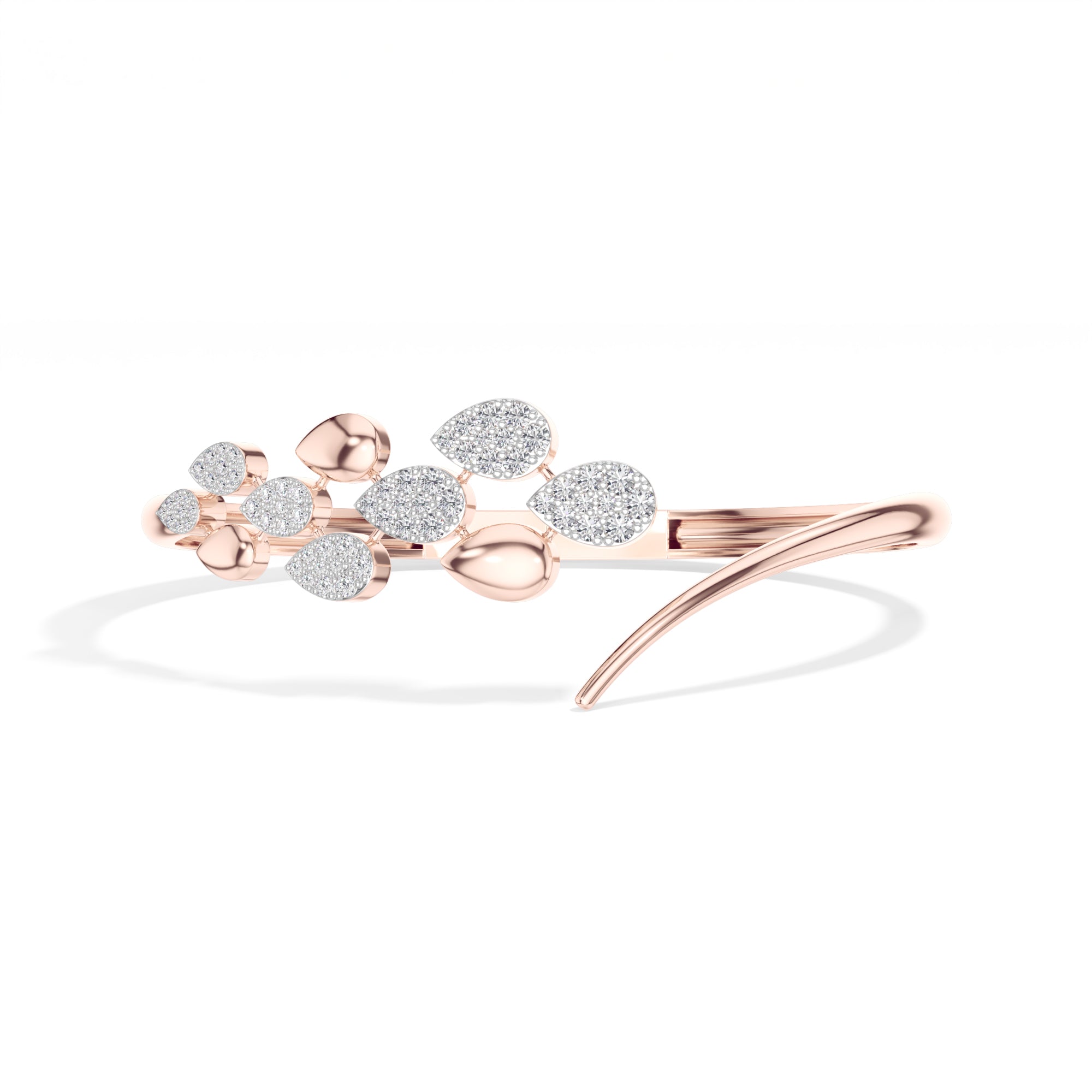 Rose Gold Floral Cluster Round Lab Grown Diamond Arixa Bracelet