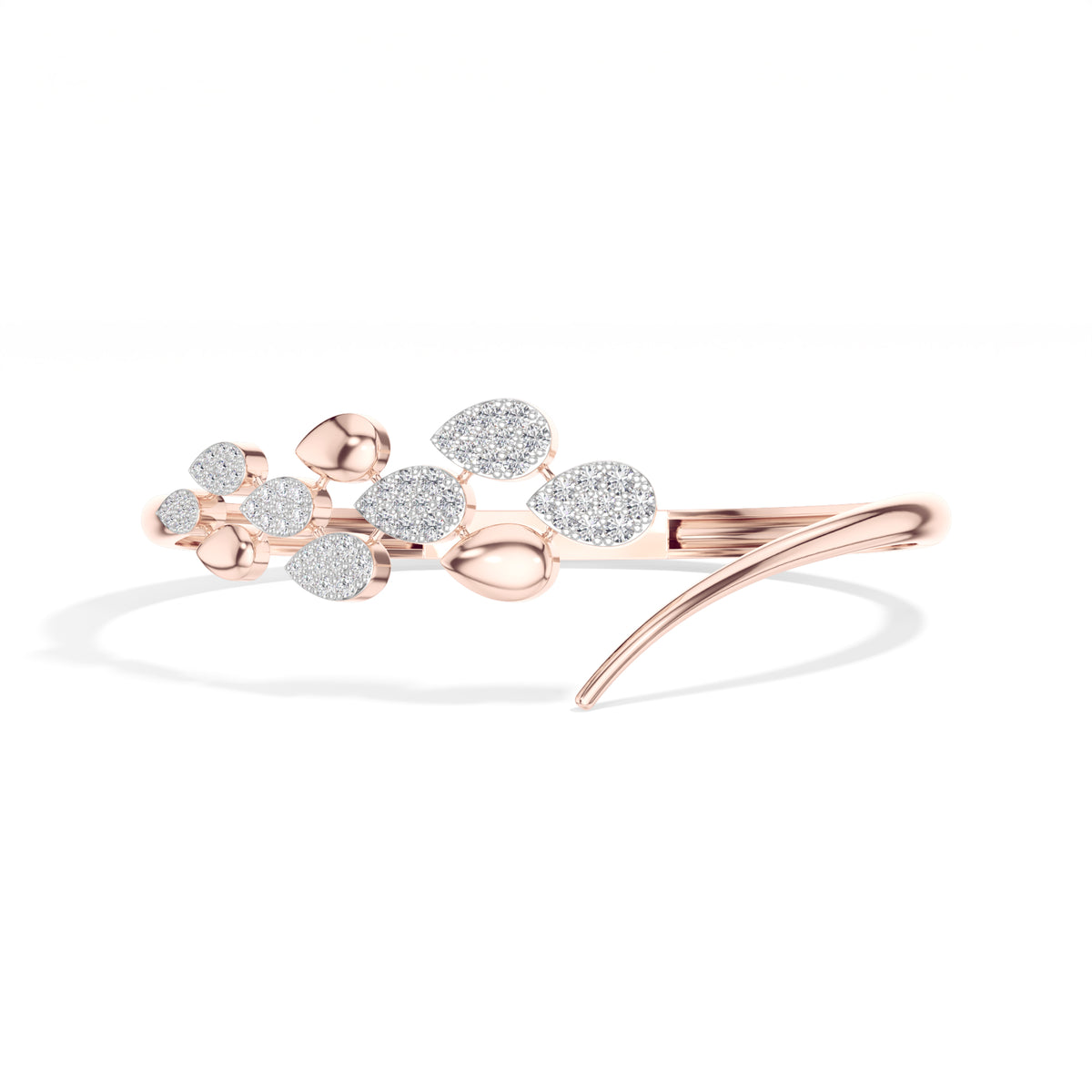 Rose Gold Floral Cluster Round Lab Grown Diamond Arixa Bracelet