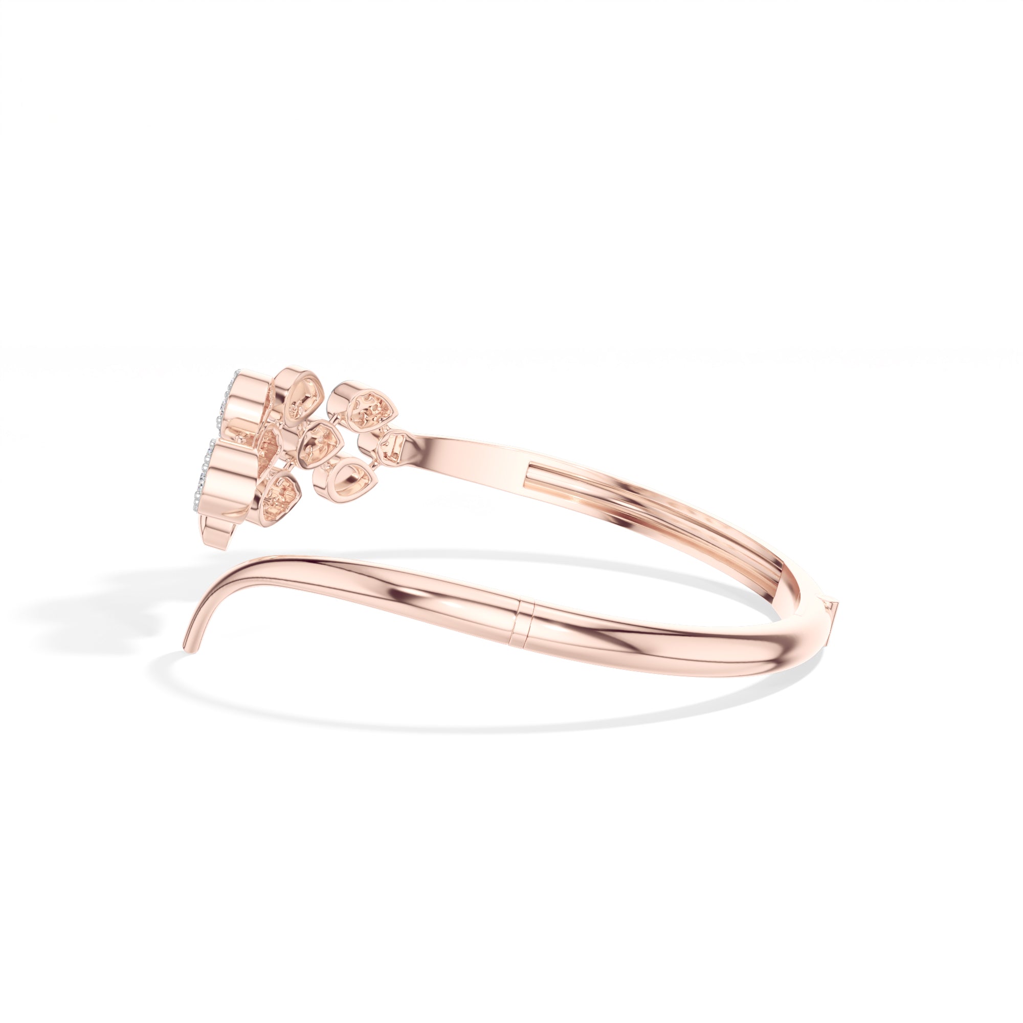 Rose Gold Floral Cluster Round Lab Grown Diamond Arixa Bracelet