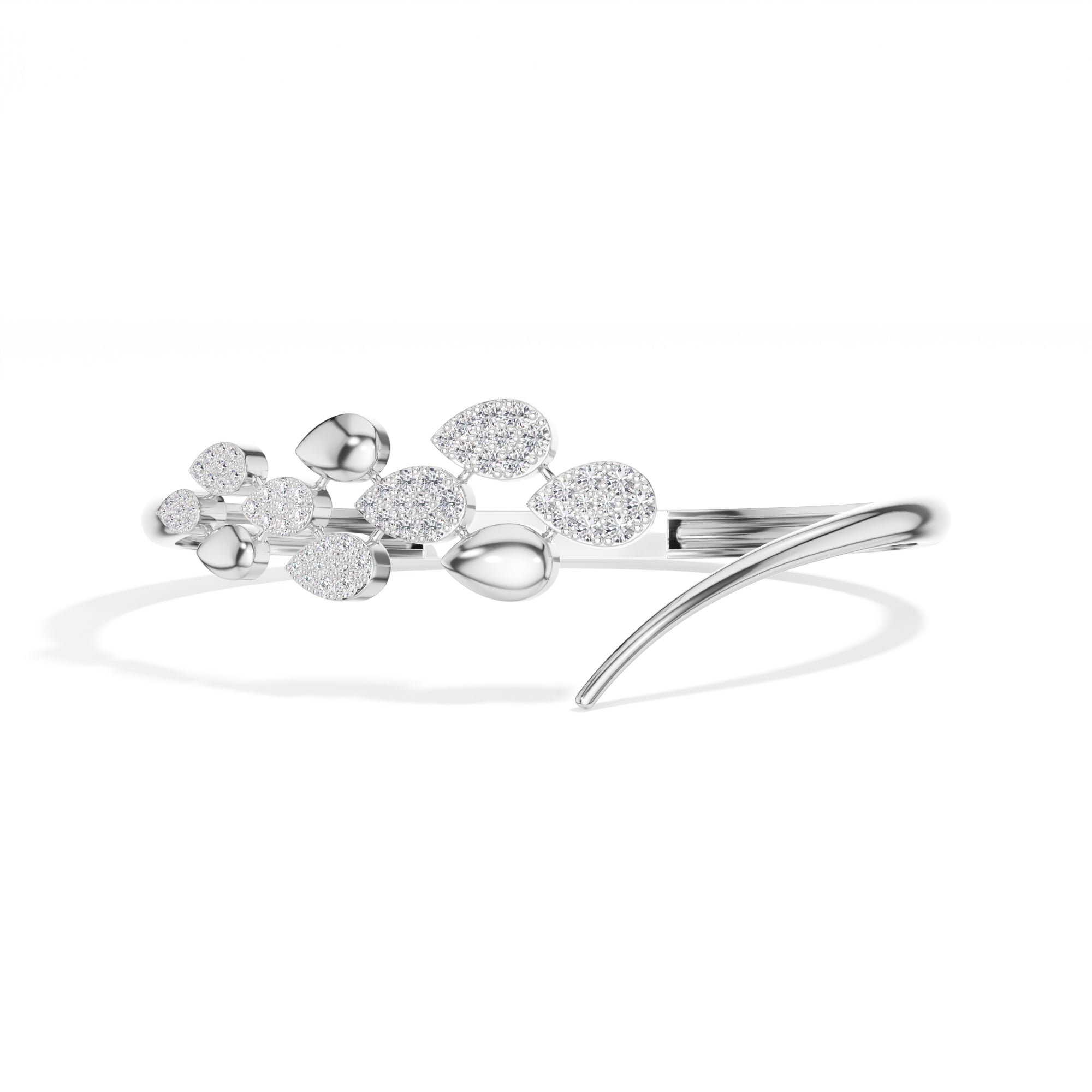 White Gold Floral Cluster Round Lab Grown Diamond Arixa Bracelet