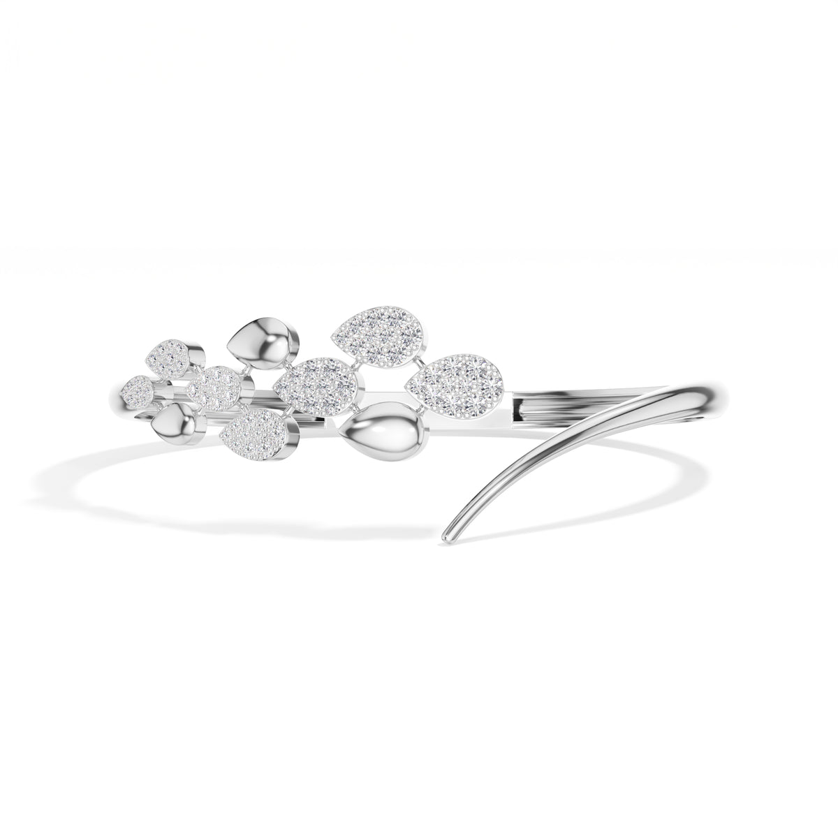 White Gold Floral Cluster Round Lab Grown Diamond Arixa Bracelet