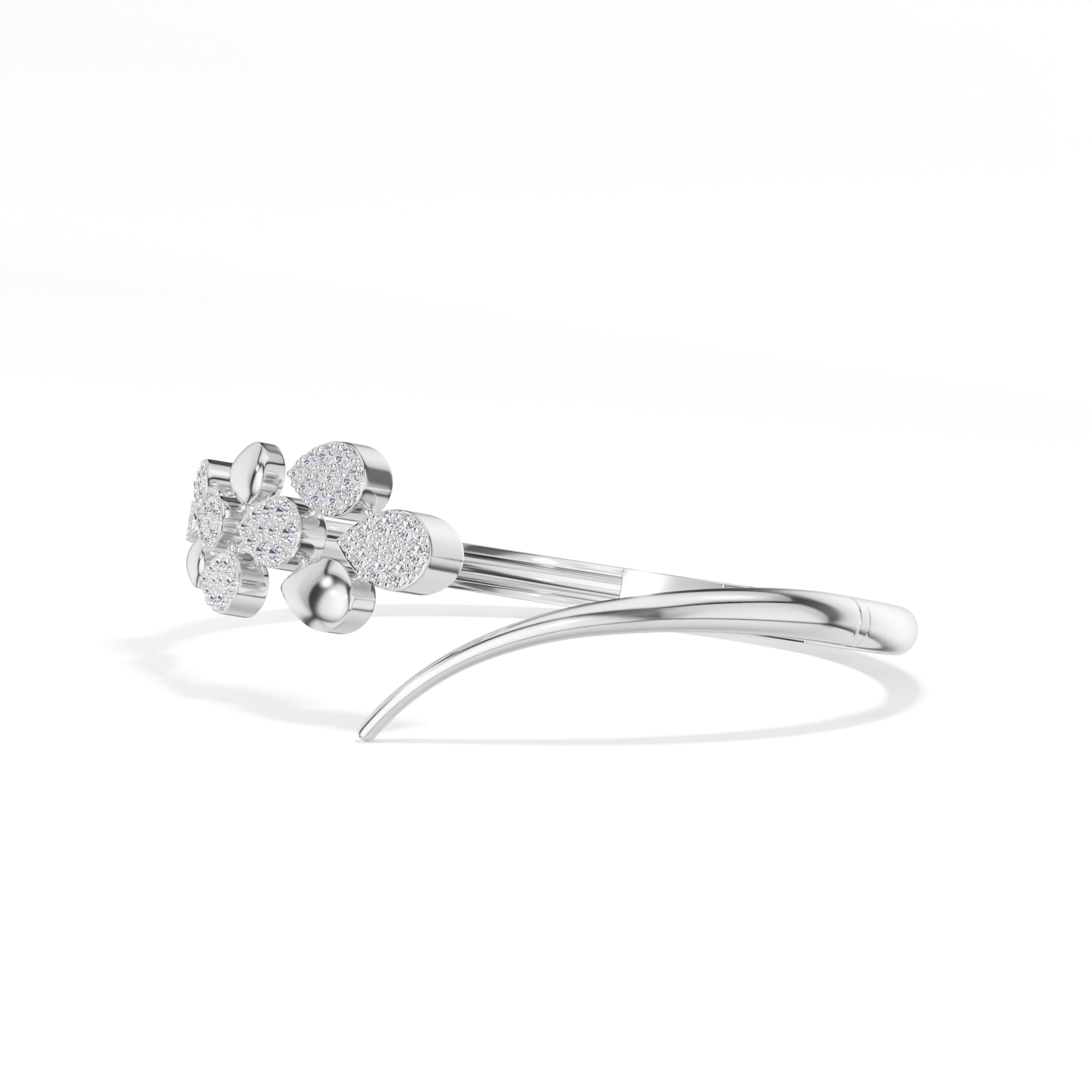 White Gold Floral Cluster Round Lab Grown Diamond Arixa Bracelet