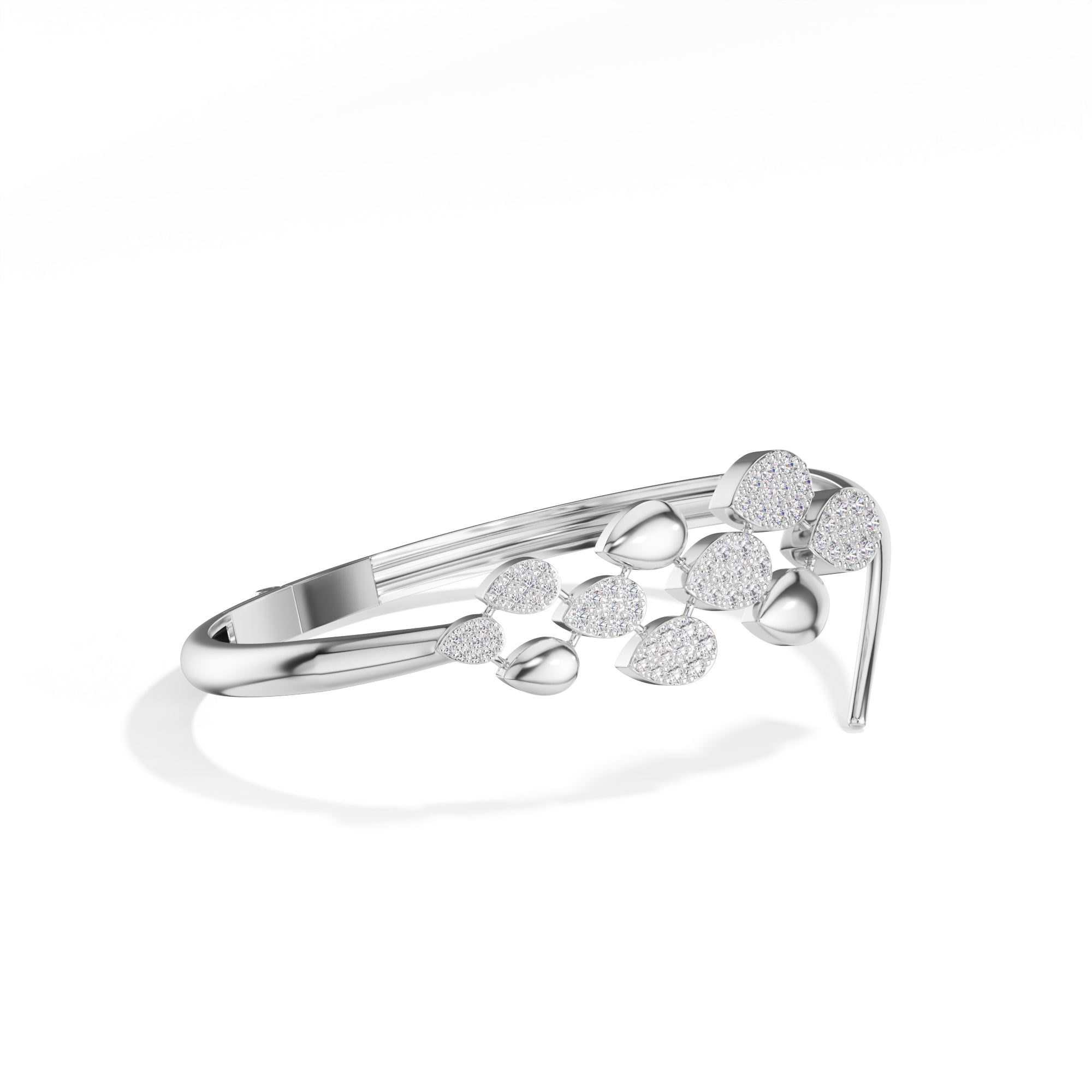 White Gold Floral Cluster Round Lab Grown Diamond Arixa Bracelet