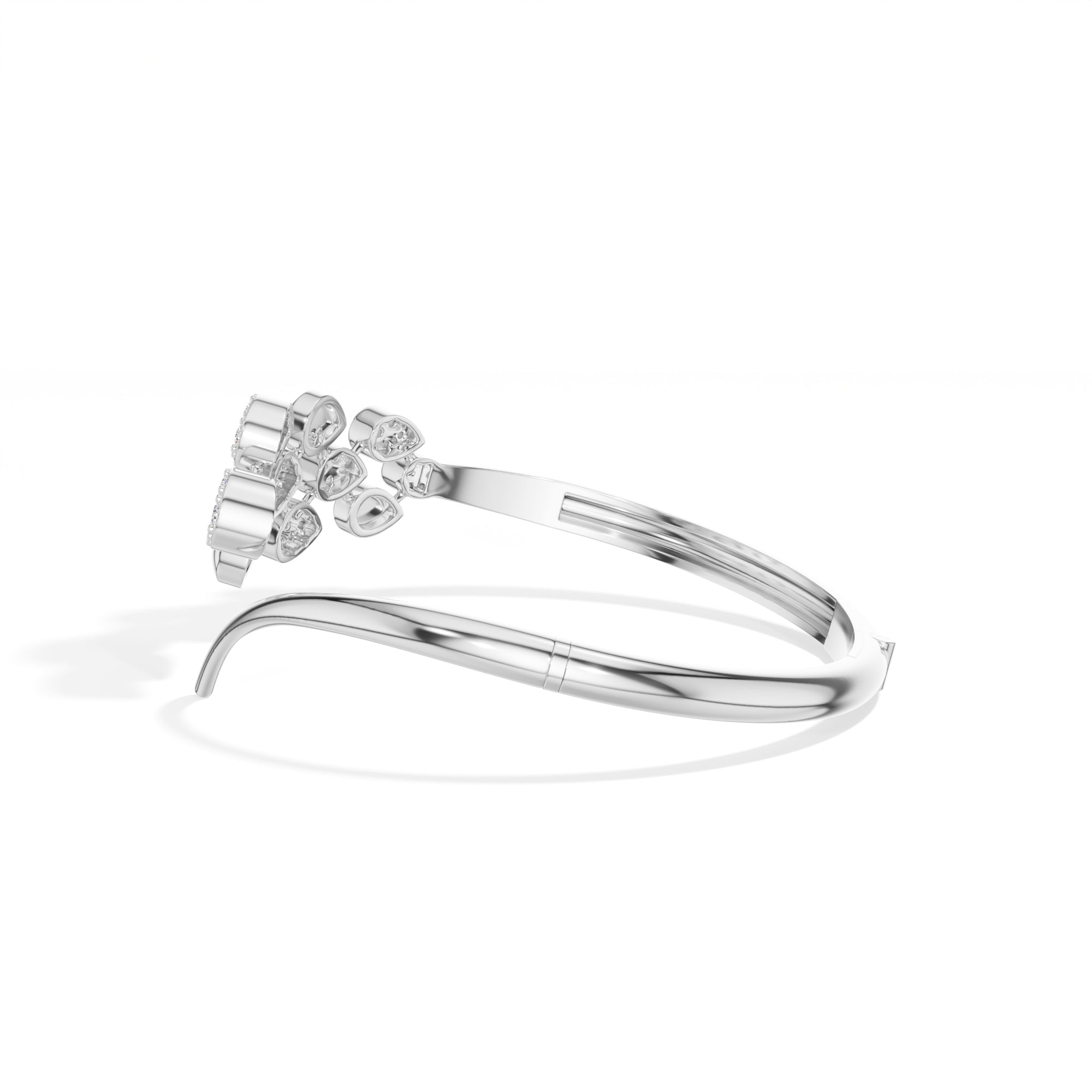 White Gold Floral Cluster Round Lab Grown Diamond Arixa Bracelet