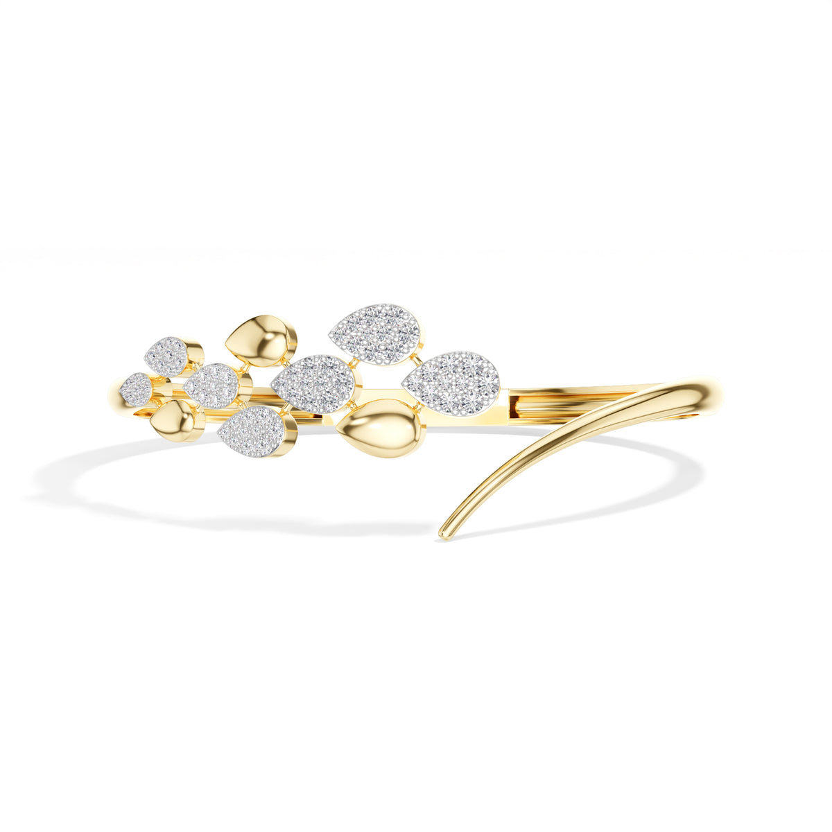 Yellow Gold Floral Cluster Round Lab Grown Diamond Arixa Bracelet
