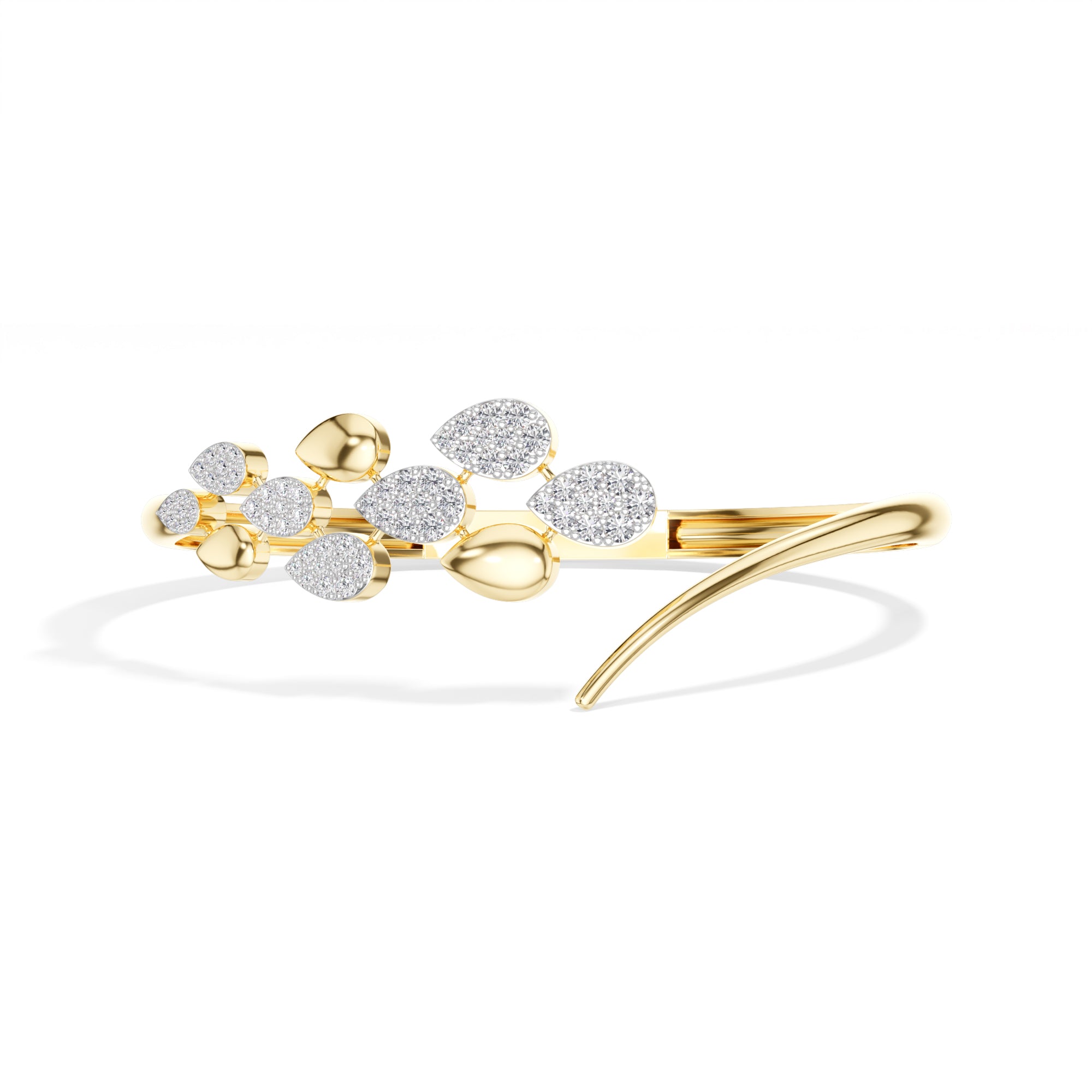 Yellow Gold Floral Cluster Round Lab Grown Diamond Arixa Bracelet