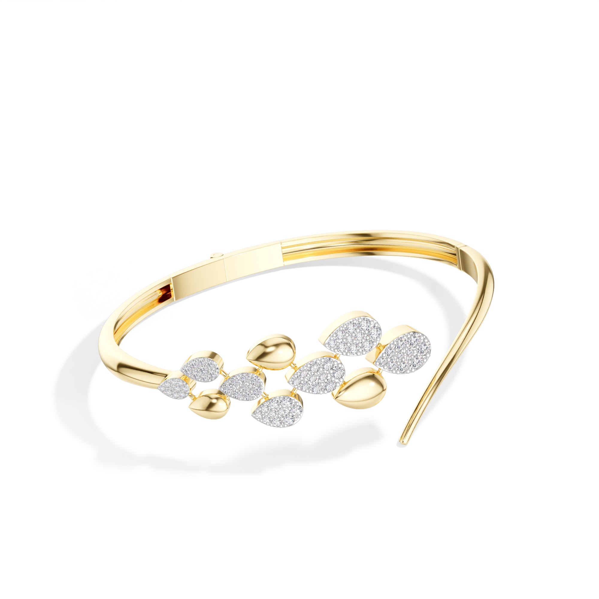 Yellow Gold Floral Cluster Round Lab Grown Diamond Arixa Bracelet