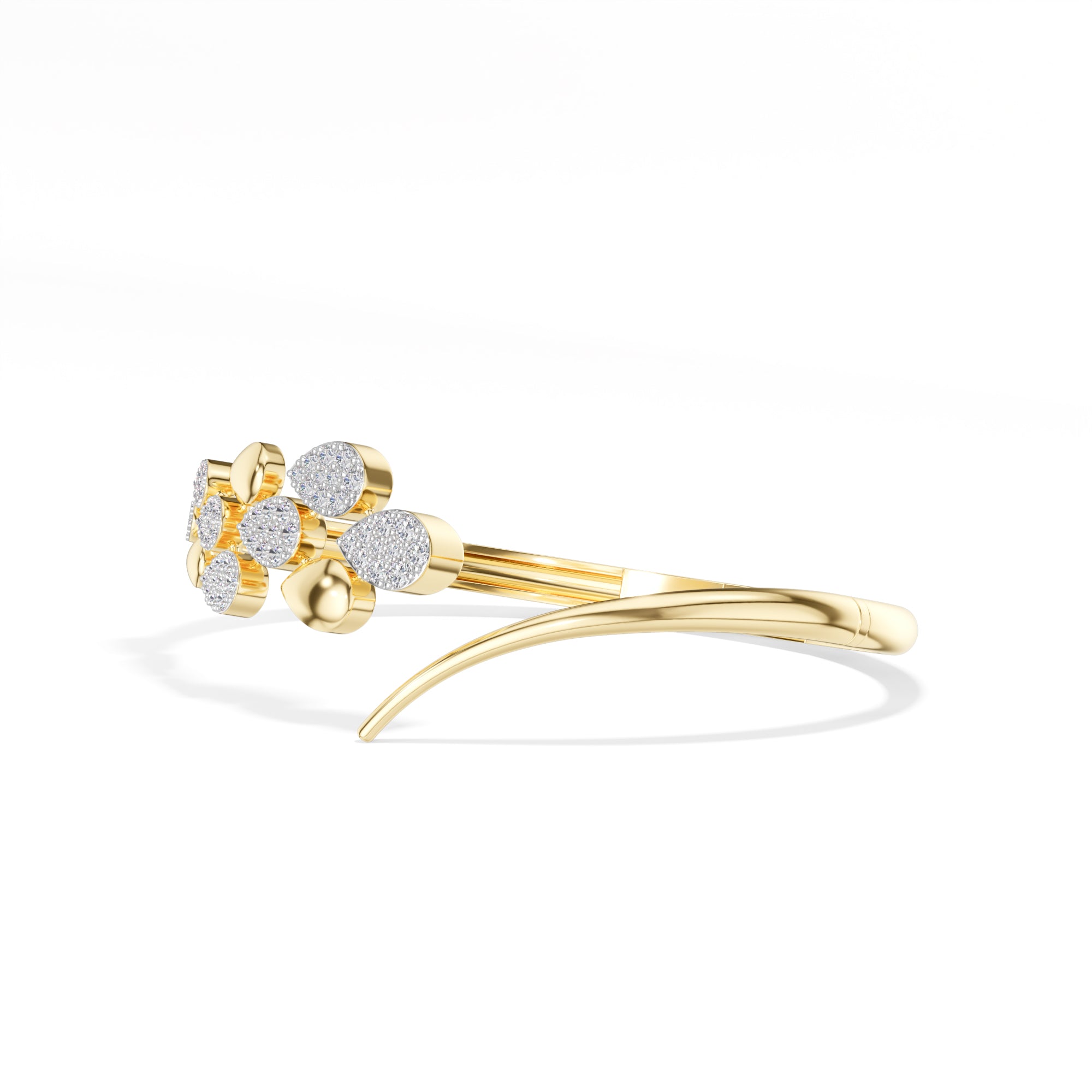 Yellow Gold Floral Cluster Round Lab Grown Diamond Arixa Bracelet