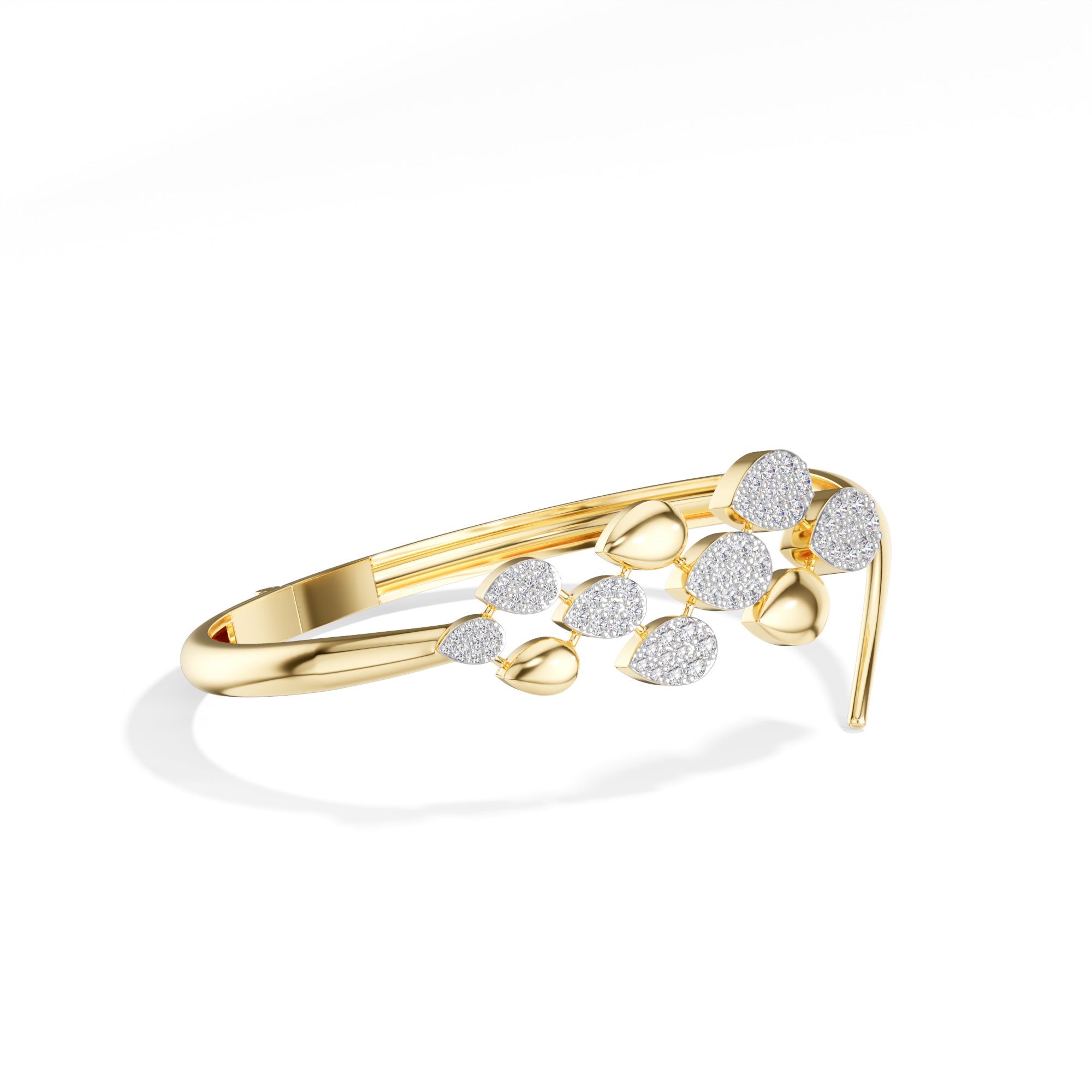 Yellow Gold Floral Cluster Round Lab Grown Diamond Arixa Bracelet