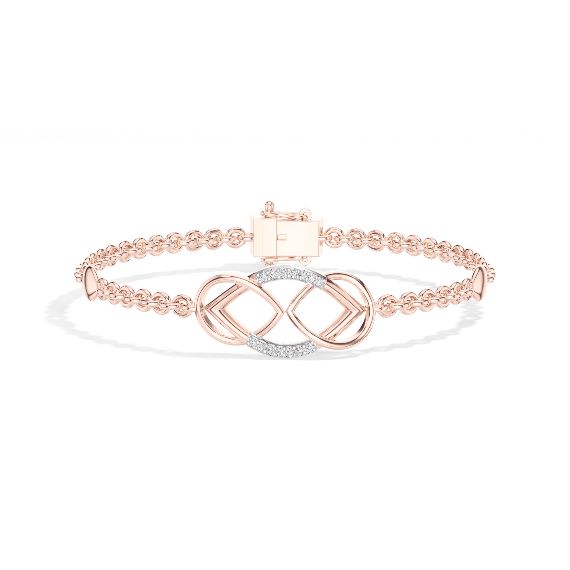 Rose Gold Pave Infinity Round Lab Grown Diamond Xirel Bracelet