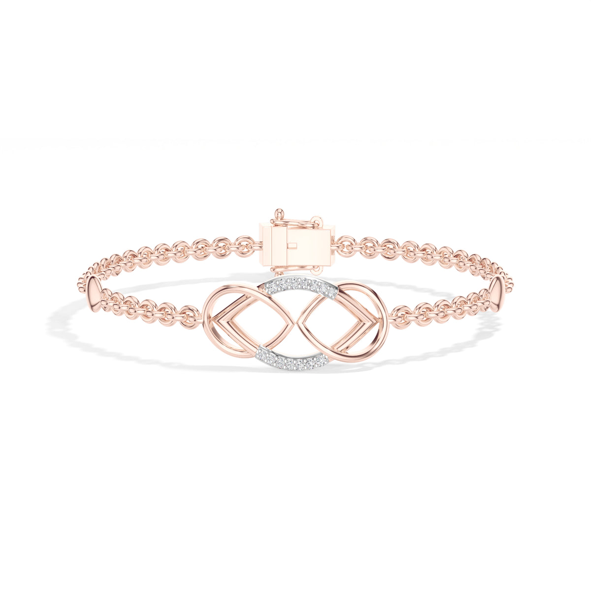 Rose Gold Pave Infinity Round Lab Grown Diamond Xirel Bracelet