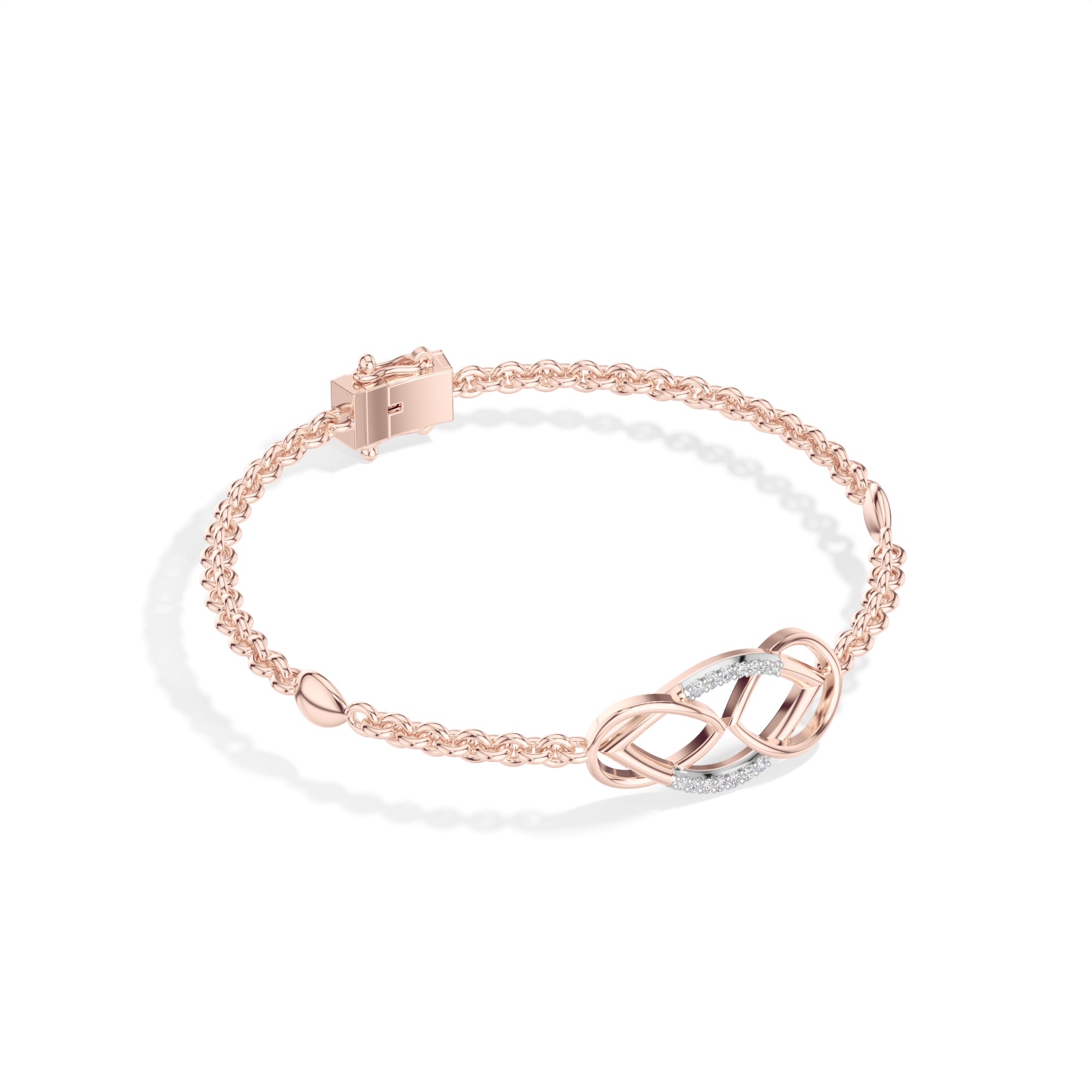 Rose Gold Pave Infinity Round Lab Grown Diamond Xirel Bracelet
