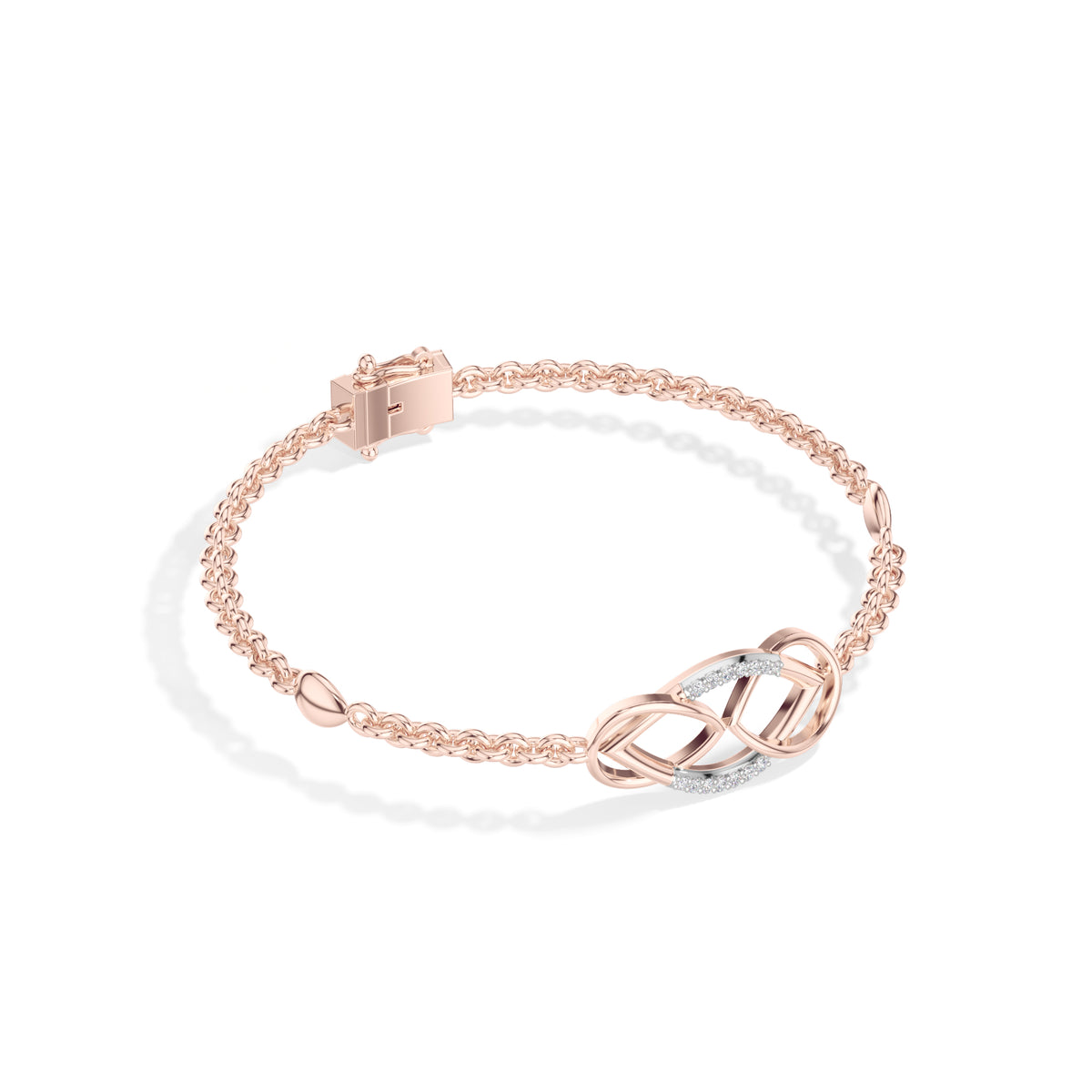 Rose Gold Pave Infinity Round Lab Grown Diamond Xirel Bracelet