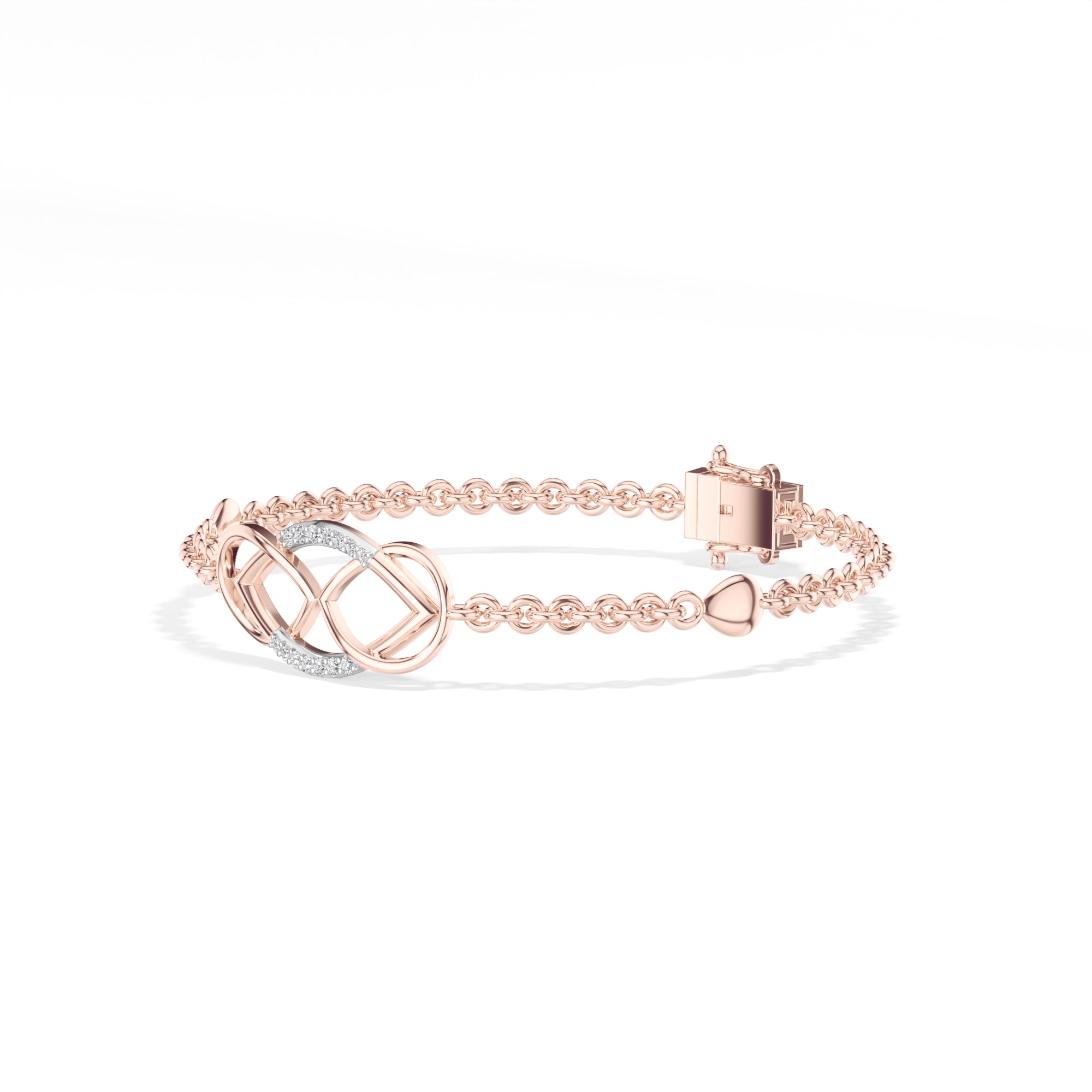 Rose Gold Pave Infinity Round Lab Grown Diamond Xirel Bracelet