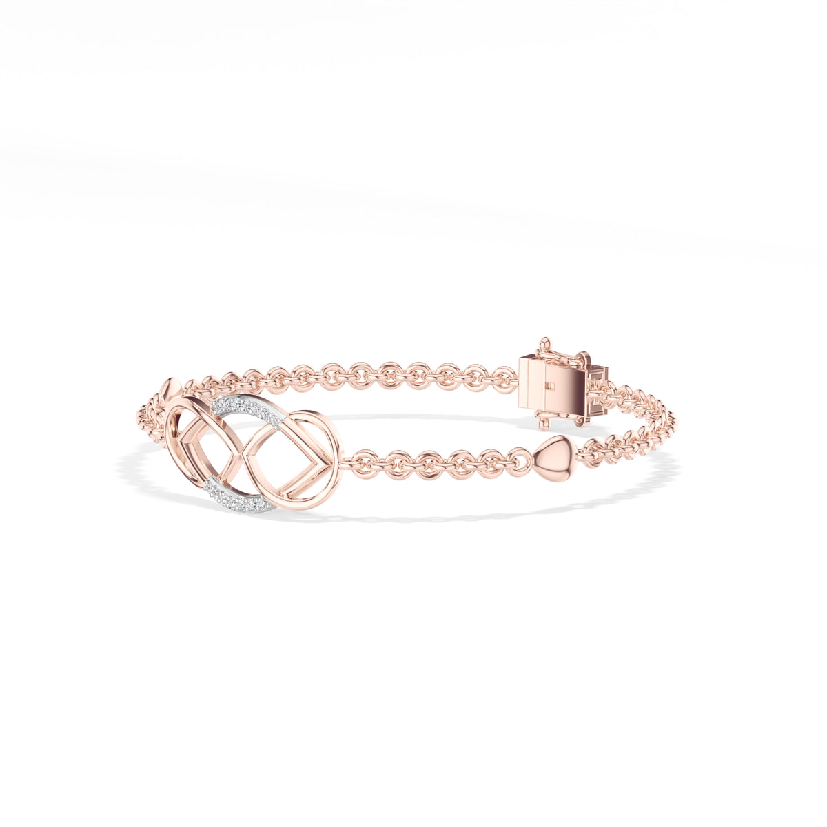 Rose Gold Pave Infinity Round Lab Grown Diamond Xirel Bracelet